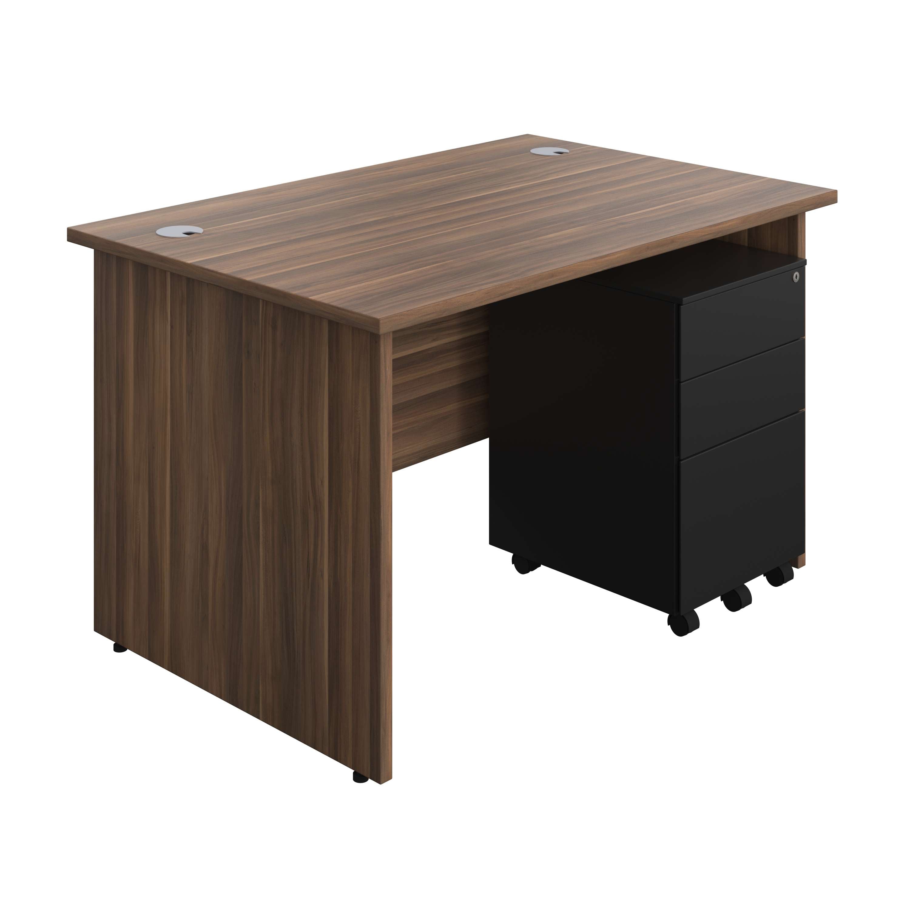 Panel Rectangular Desk + 3 Drawer Steel Pedestal Bundle (FSC) 800 1200