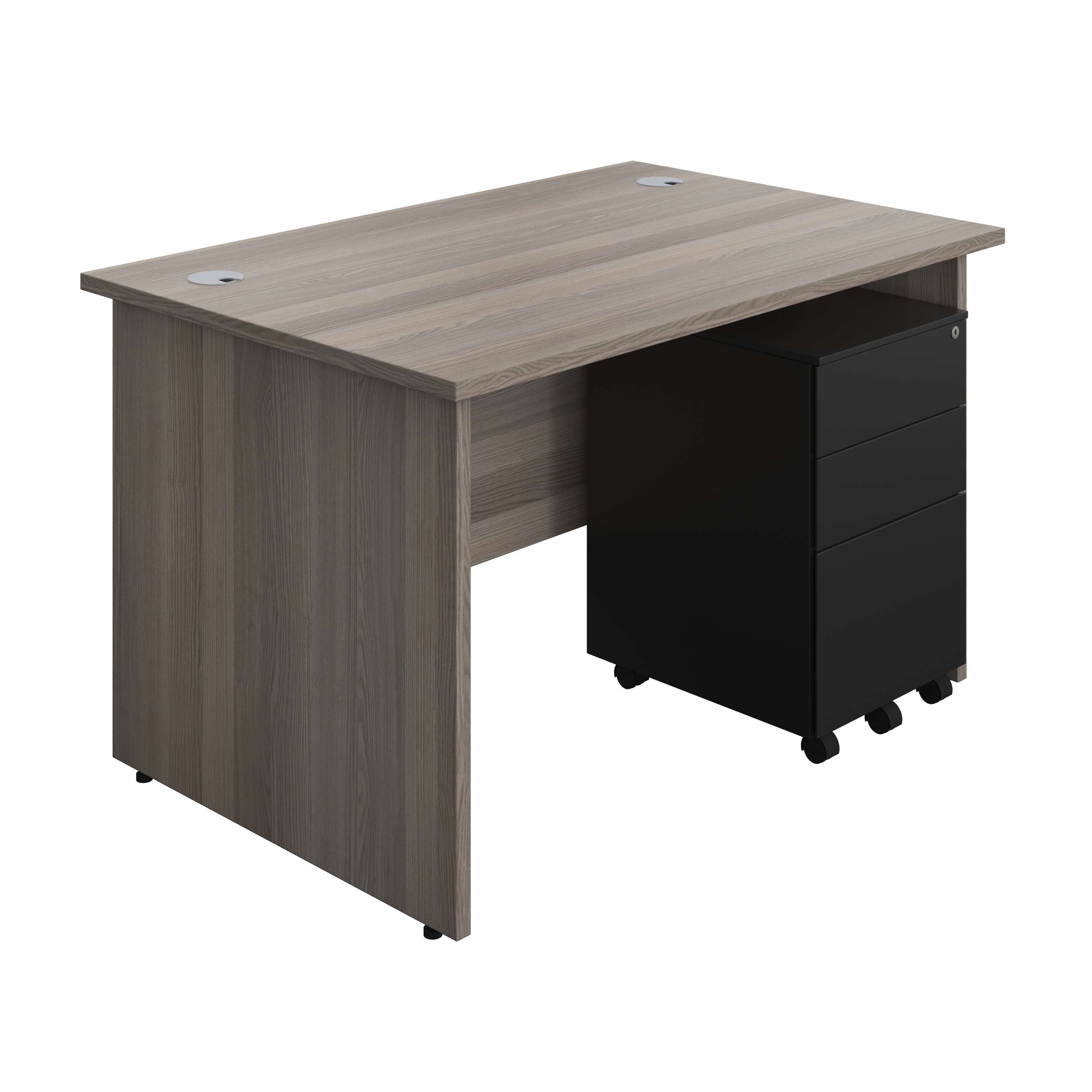 Panel Rectangular Desk + 3 Drawer Steel Pedestal Bundle (FSC) 800 1200