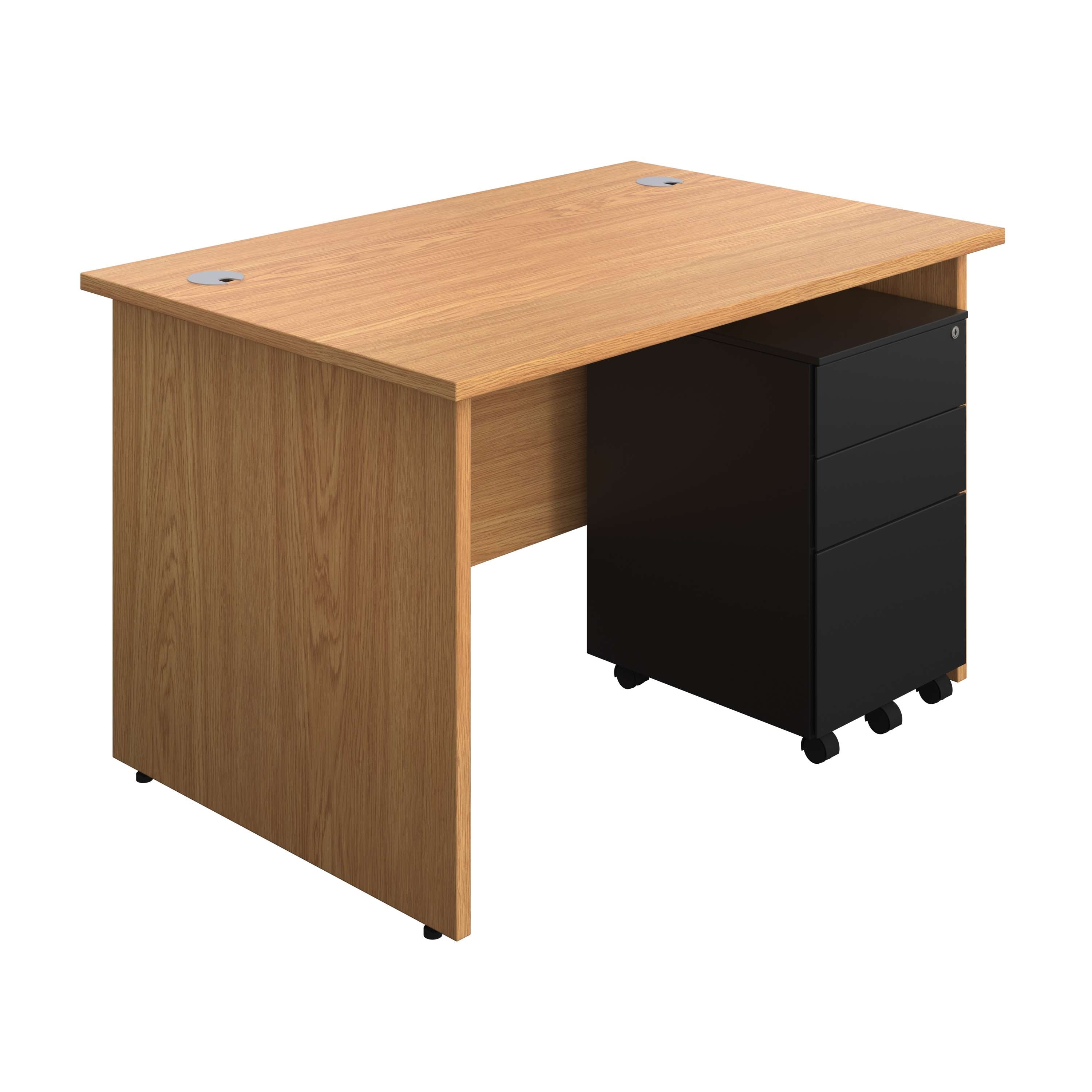 Panel Rectangular Desk + 3 Drawer Steel Pedestal Bundle (FSC) 800 1200