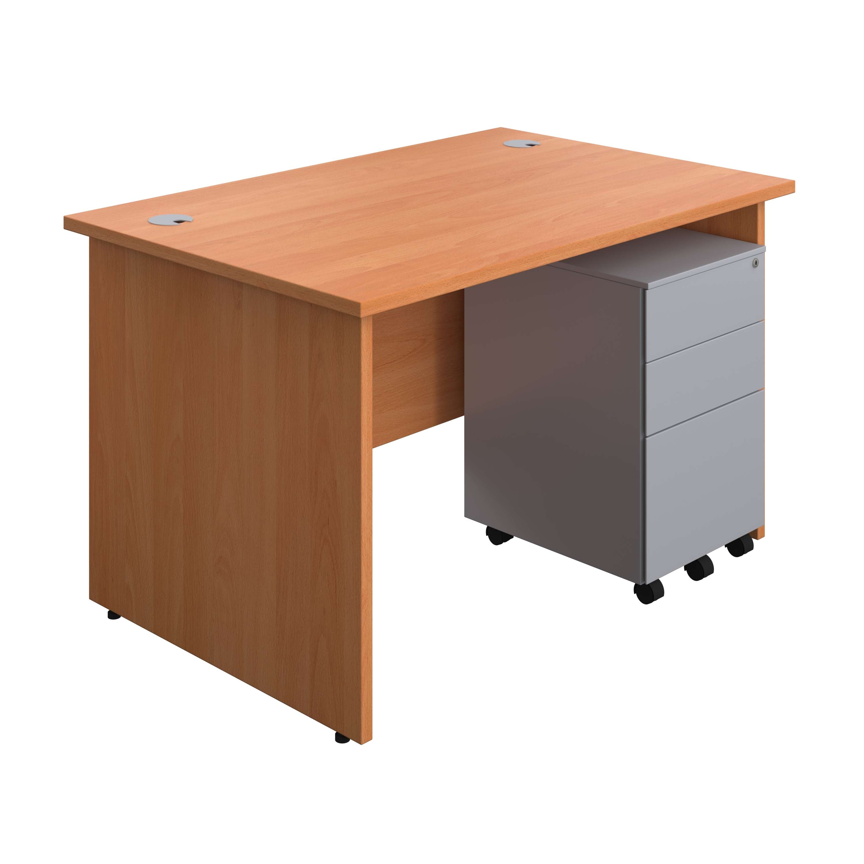Panel Rectangular Desk + 3 Drawer Steel Pedestal Bundle (FSC) 800 1200