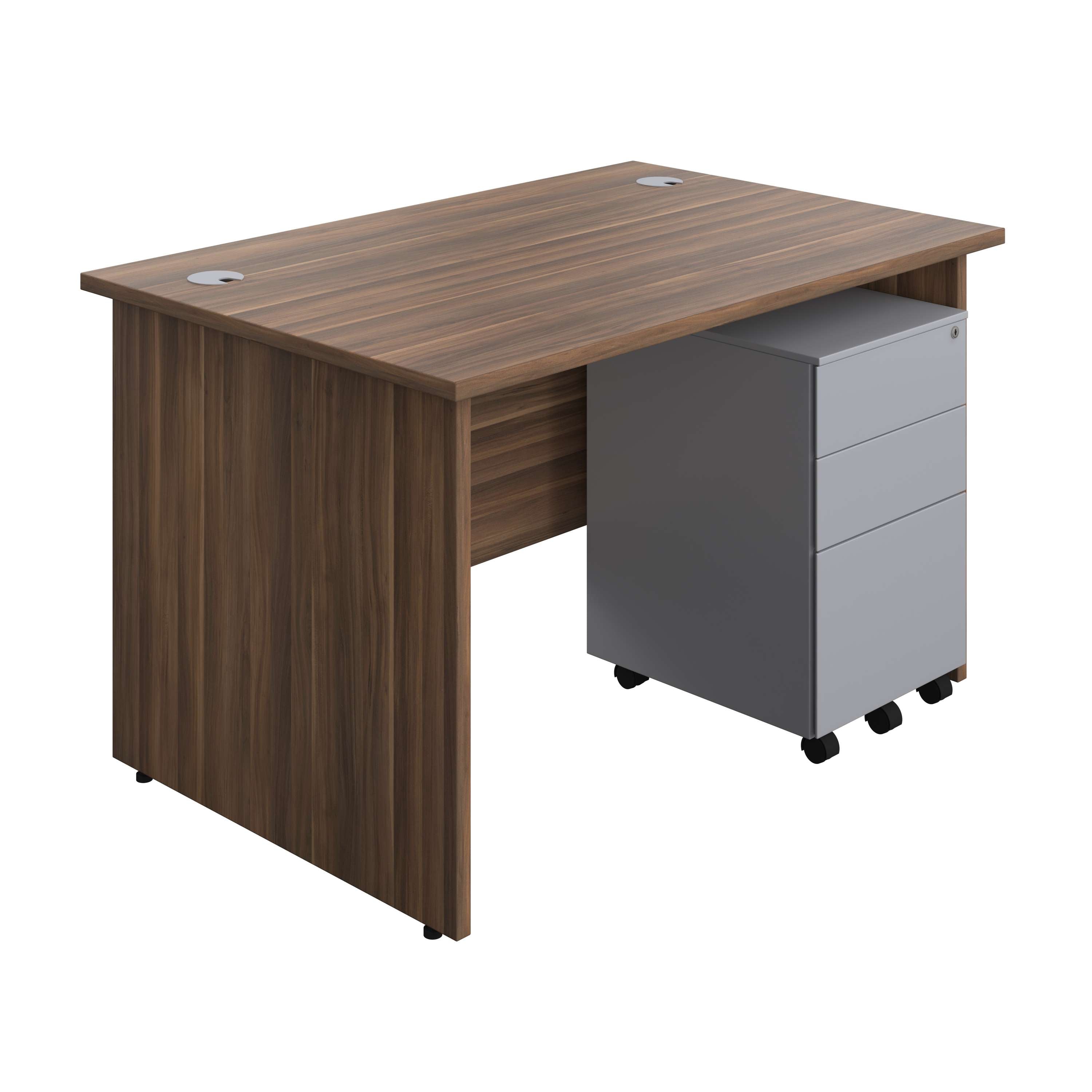Panel Rectangular Desk + 3 Drawer Steel Pedestal Bundle (FSC) 800 1200