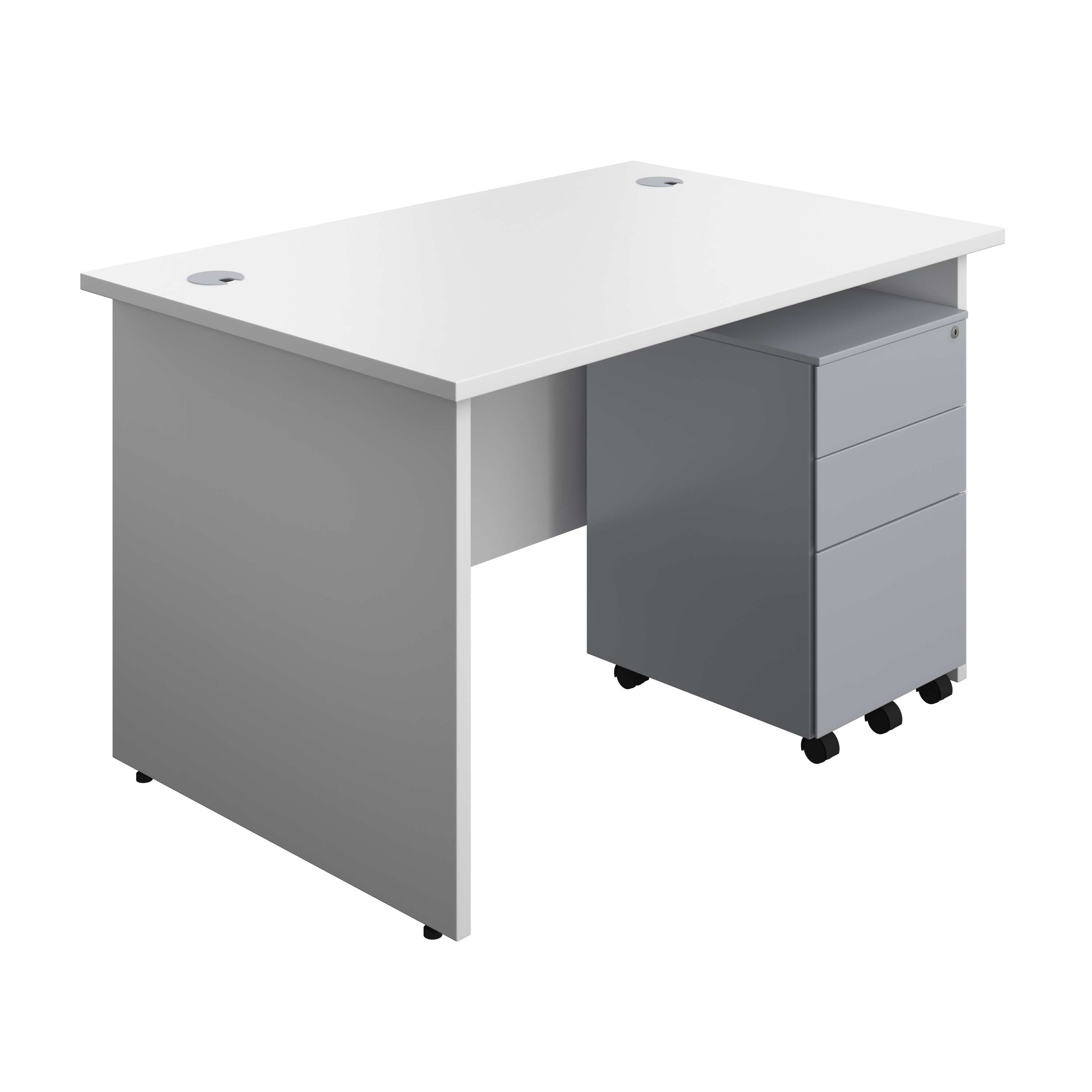Panel Rectangular Desk + 3 Drawer Steel Pedestal Bundle (FSC) 800 1200