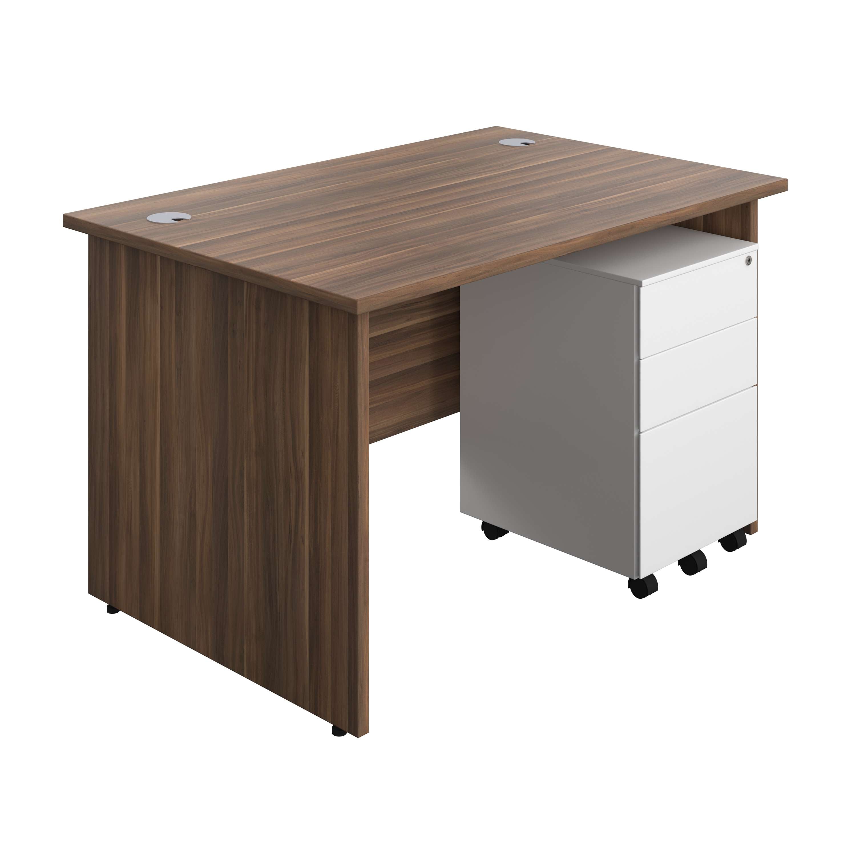 Panel Rectangular Desk + 3 Drawer Steel Pedestal Bundle (FSC) 800 1200
