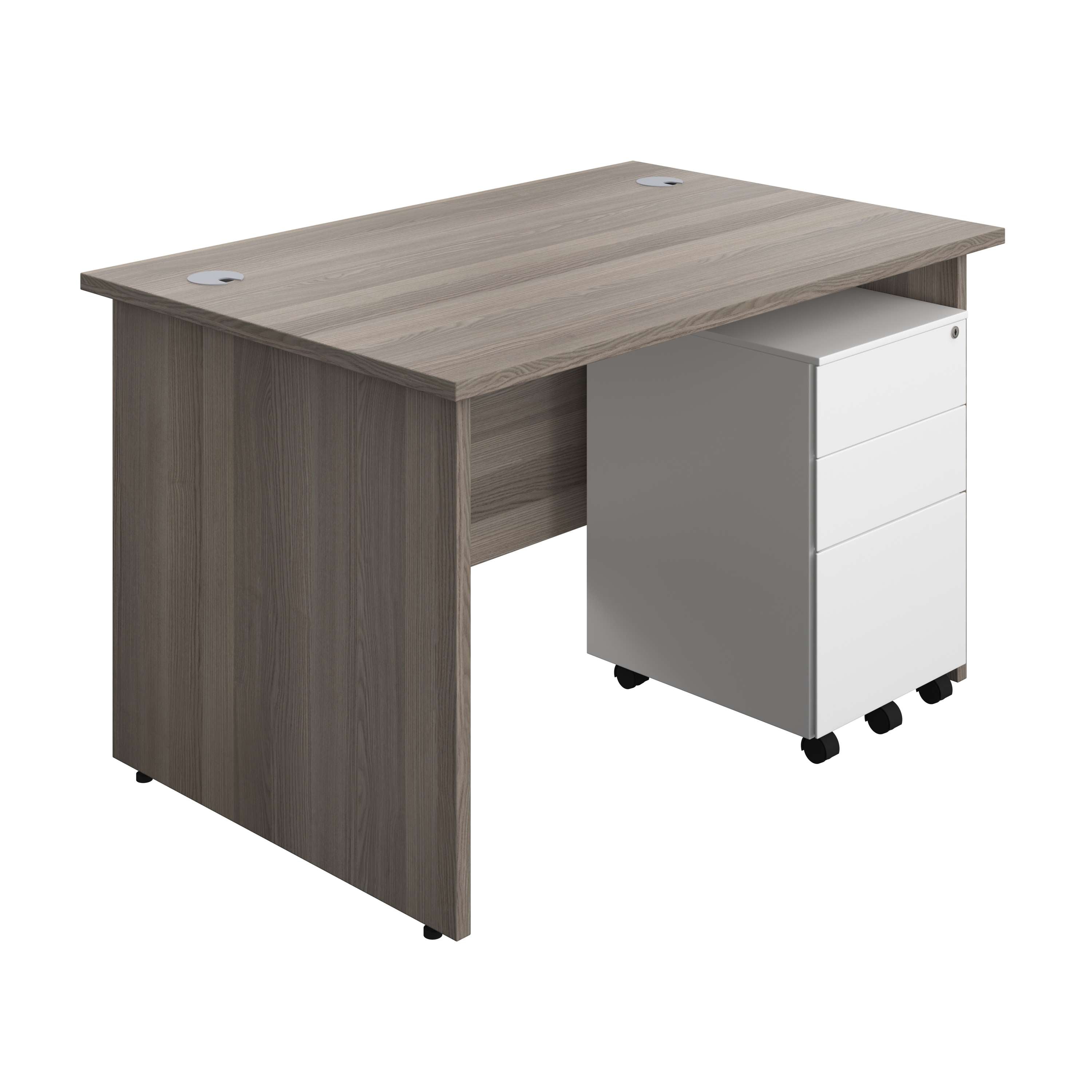 Panel Rectangular Desk + 3 Drawer Steel Pedestal Bundle (FSC) 800 1200