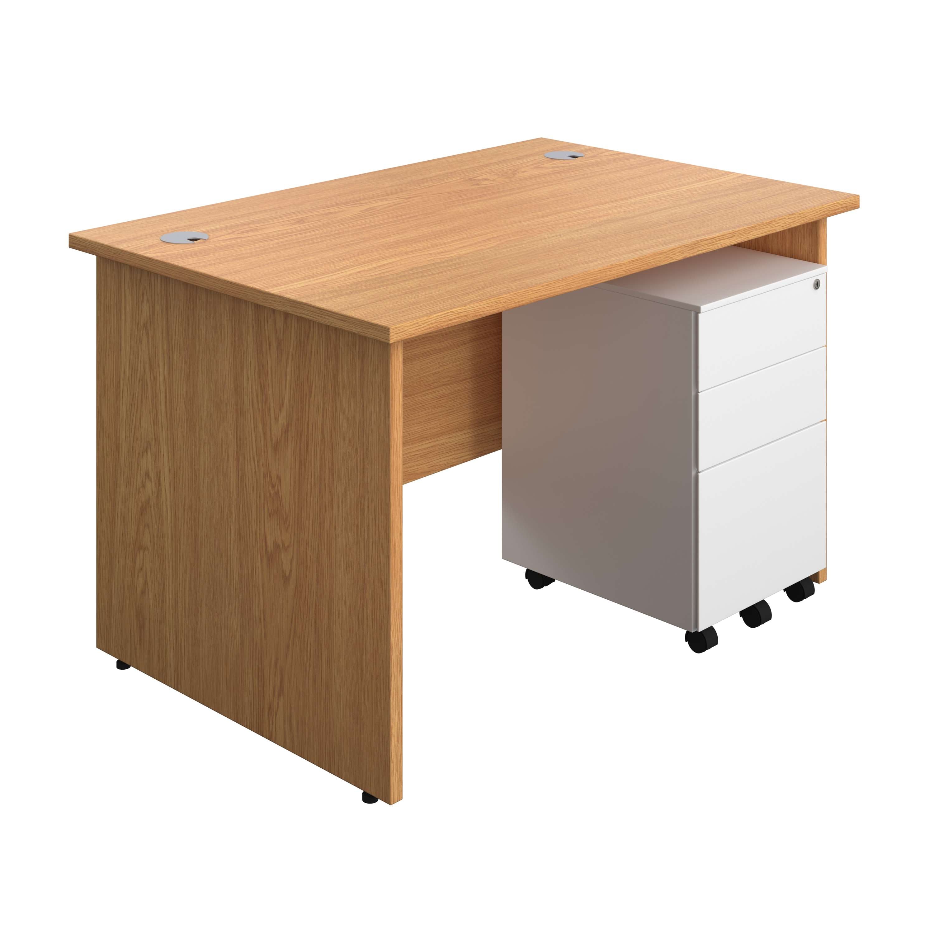 Panel Rectangular Desk + 3 Drawer Steel Pedestal Bundle (FSC) 800 1200