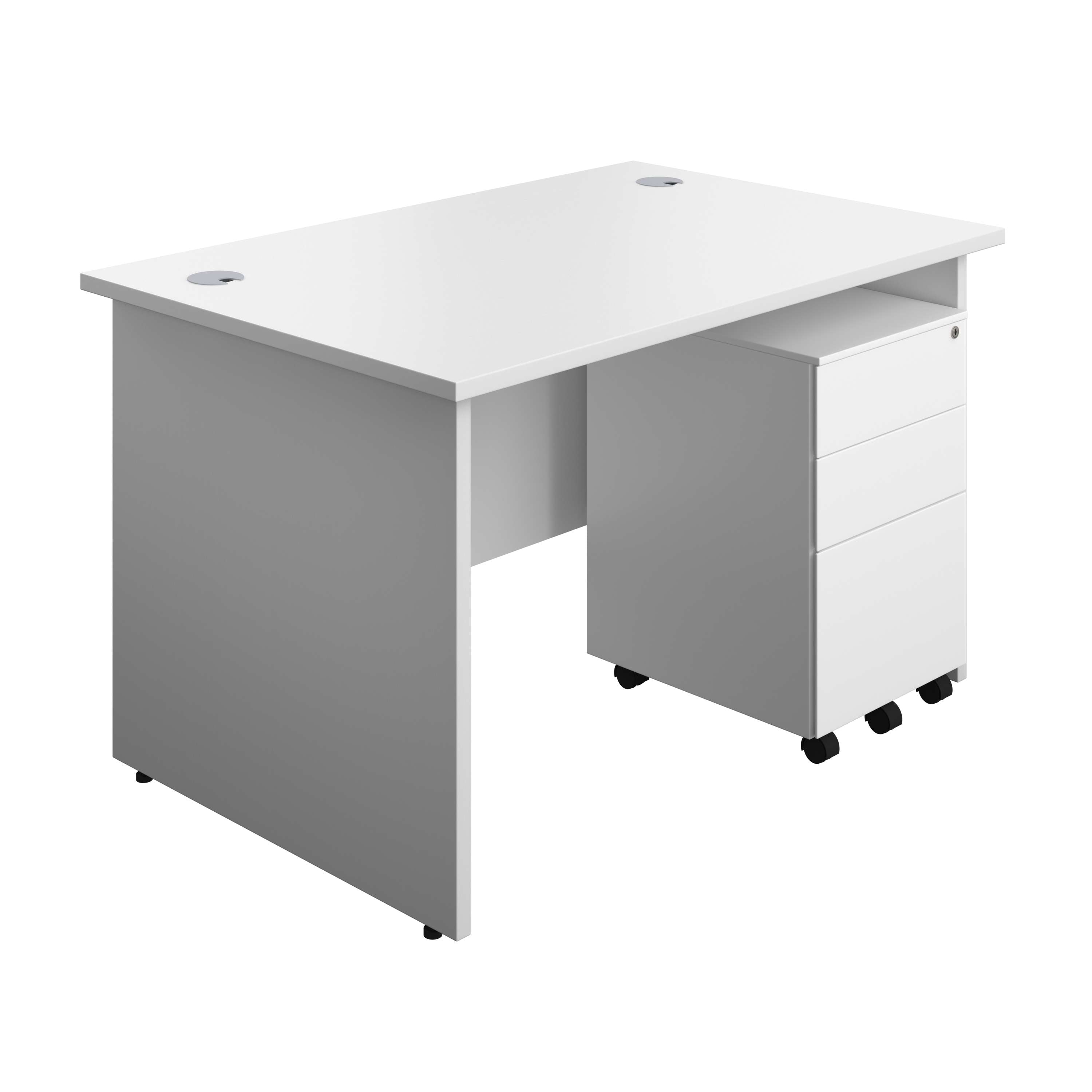 Panel Rectangular Desk + 3 Drawer Steel Pedestal Bundle (FSC) 800 1200