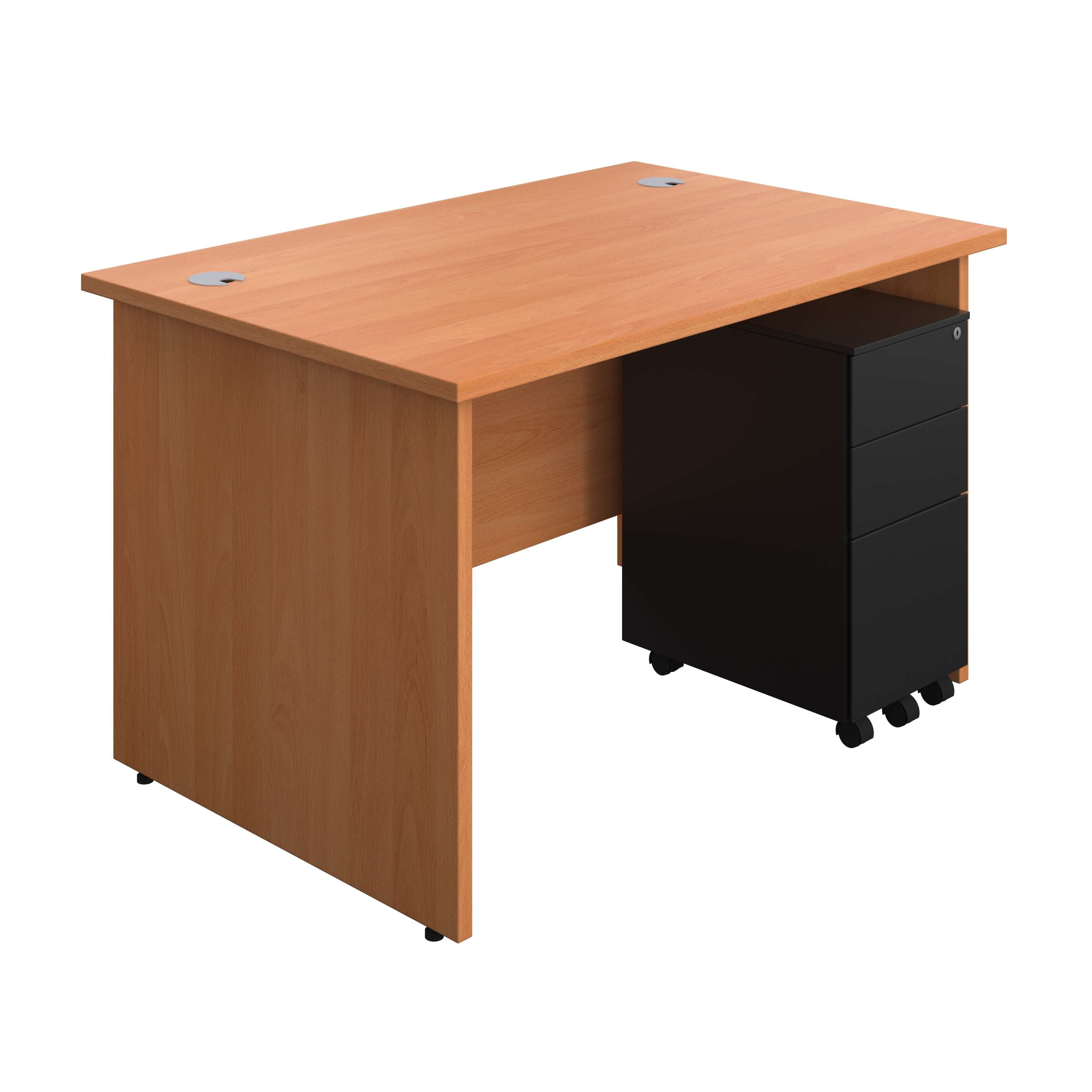 Panel Rectangular Desk + 3 Drawer Slimline Steel Pedestal Bundle (FSC) 800