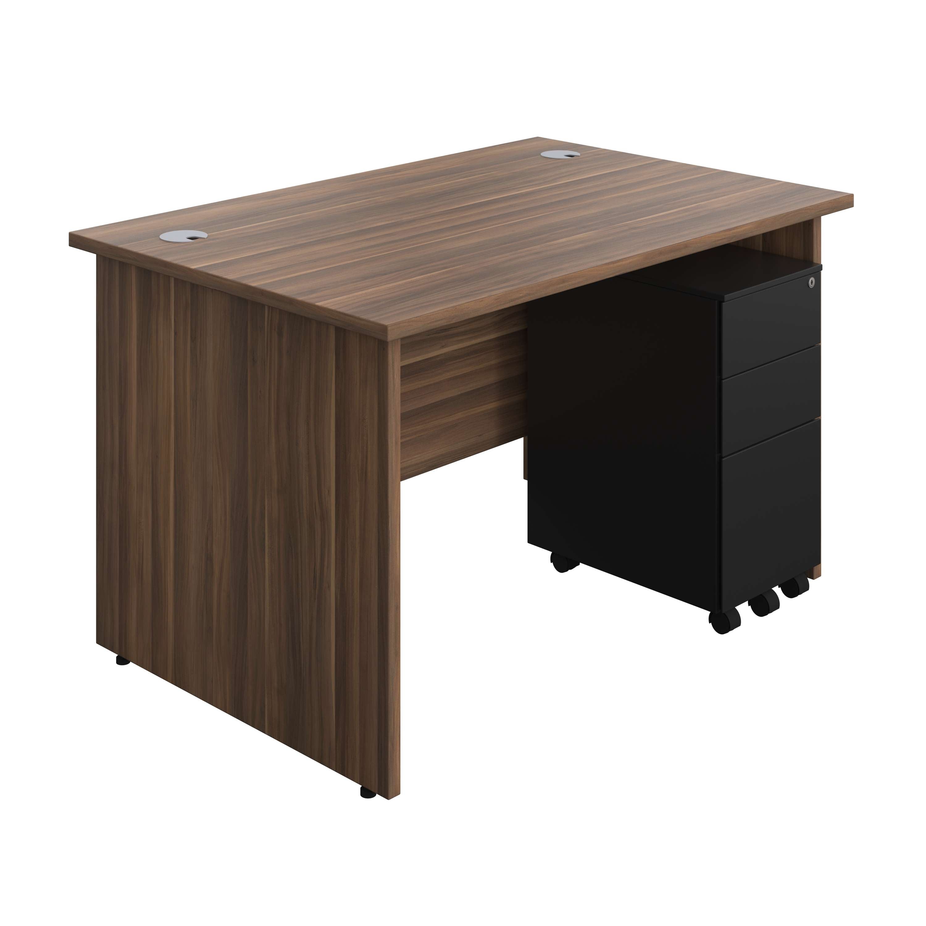 Panel Rectangular Desk + 3 Drawer Slimline Steel Pedestal Bundle (FSC) 800