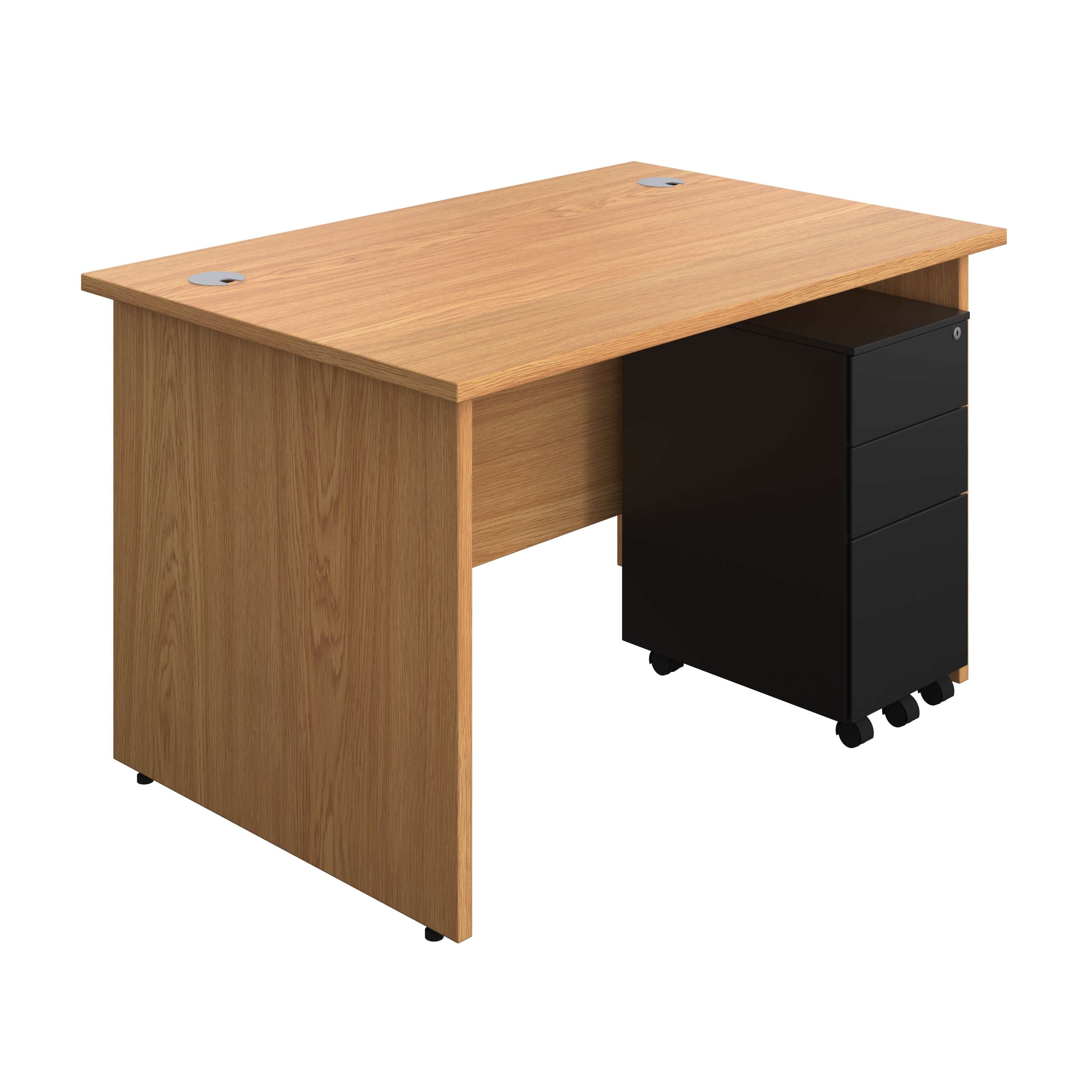 Panel Rectangular Desk + 3 Drawer Slimline Steel Pedestal Bundle (FSC) 800