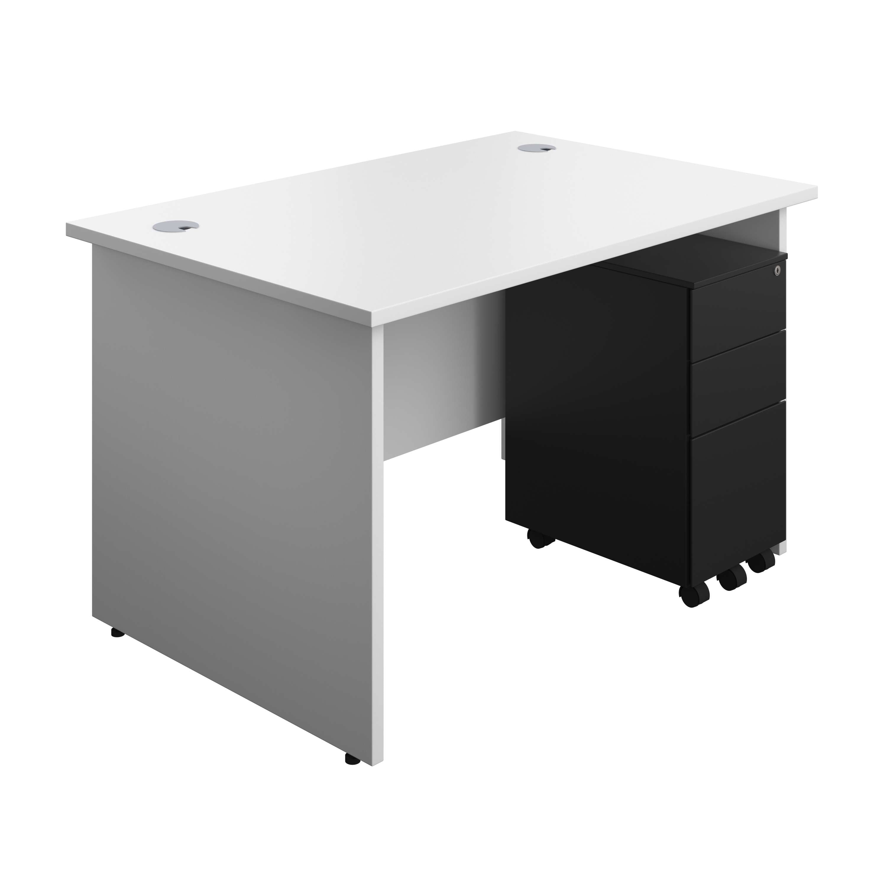 Panel Rectangular Desk + 3 Drawer Slimline Steel Pedestal Bundle (FSC) 800