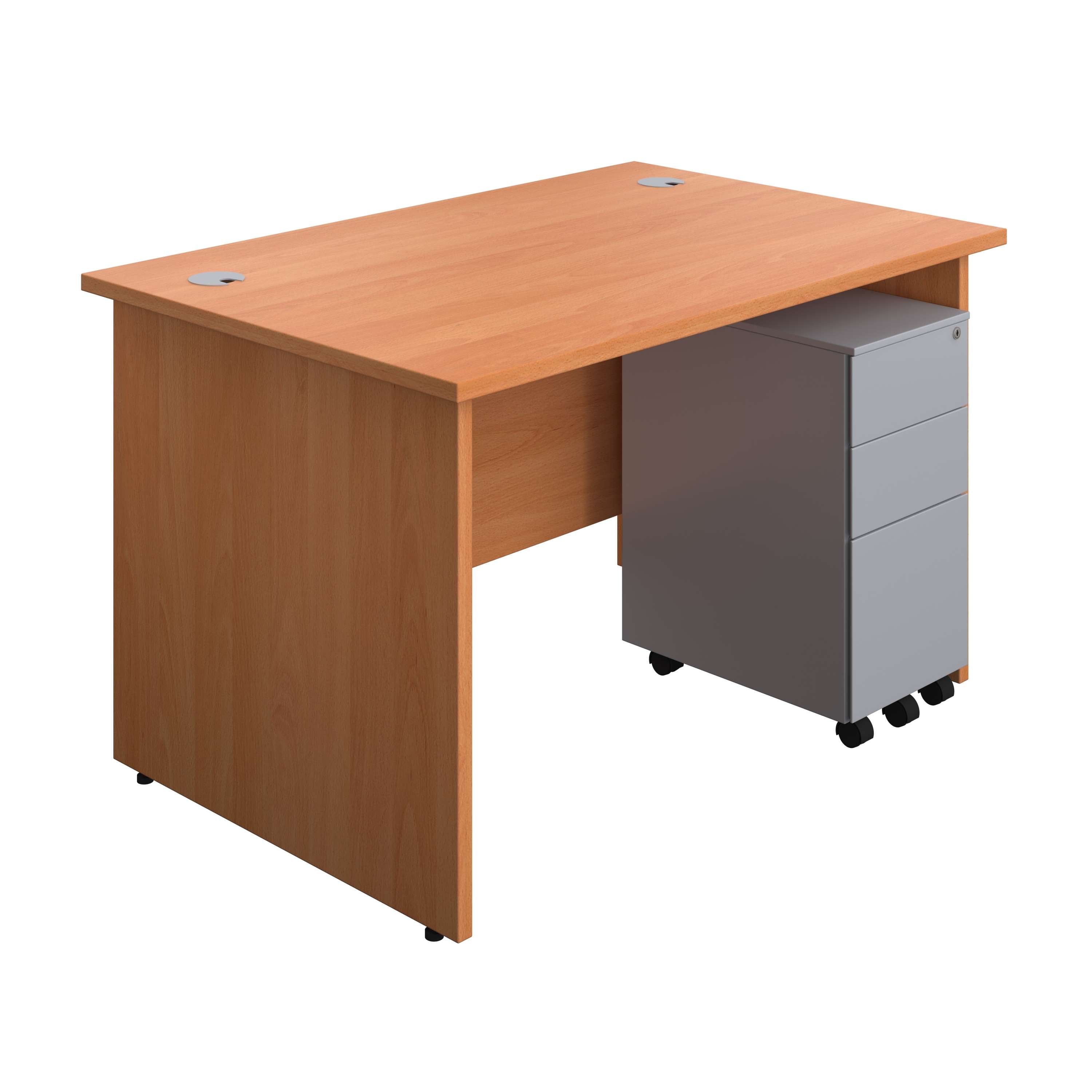 Panel Rectangular Desk + 3 Drawer Slimline Steel Pedestal Bundle (FSC) 800