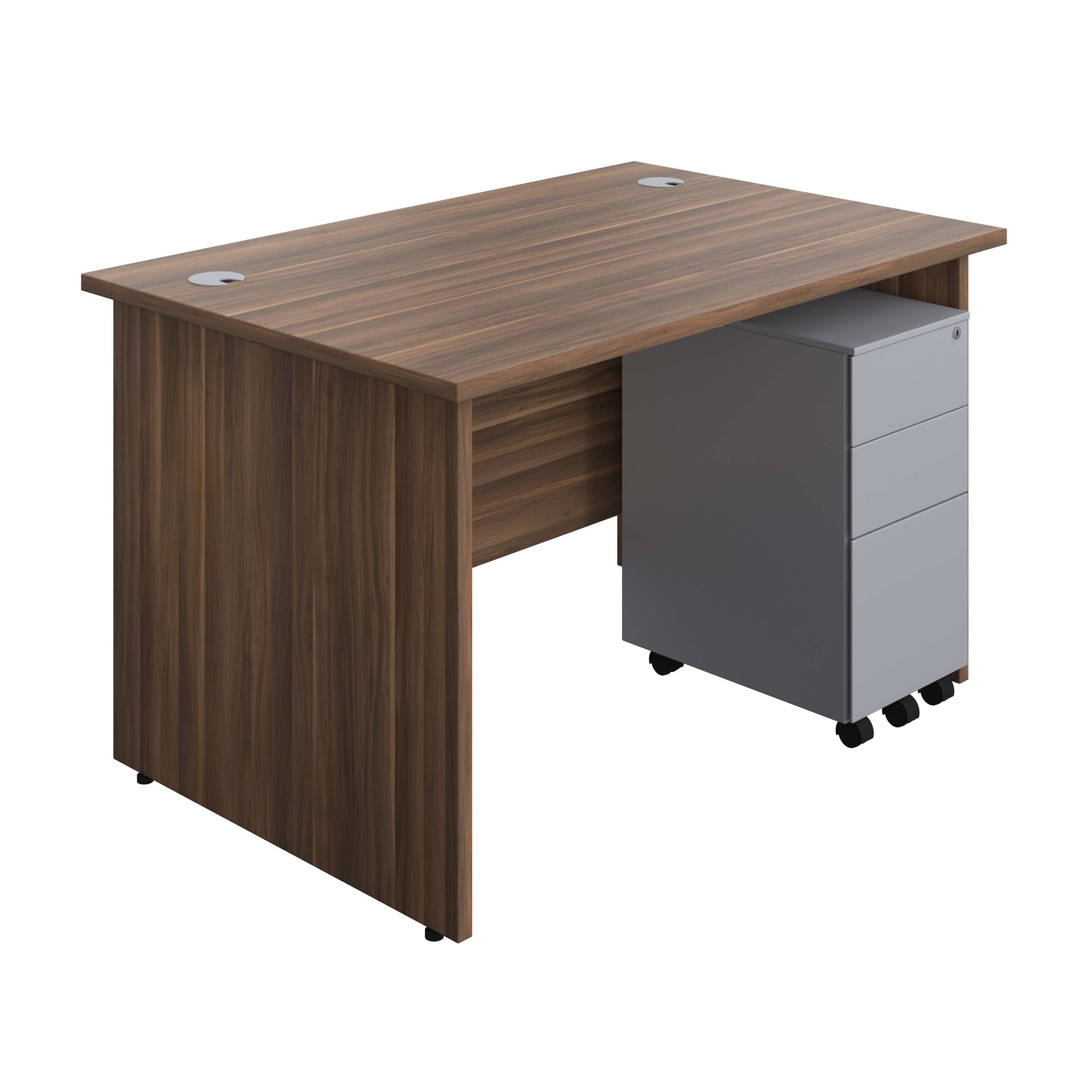 Panel Rectangular Desk + 3 Drawer Slimline Steel Pedestal Bundle (FSC) 800