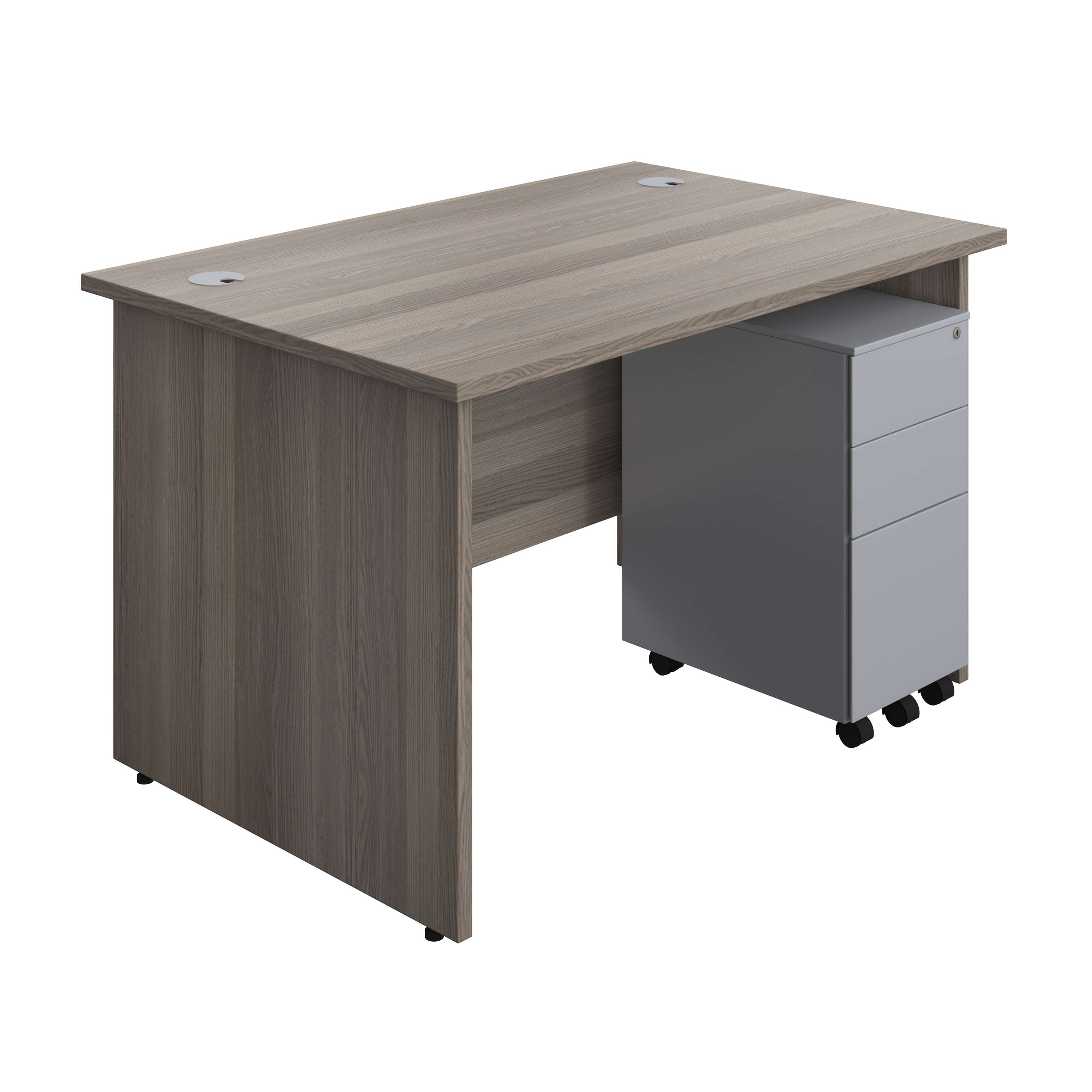 Panel Rectangular Desk + 3 Drawer Slimline Steel Pedestal Bundle (FSC) 800