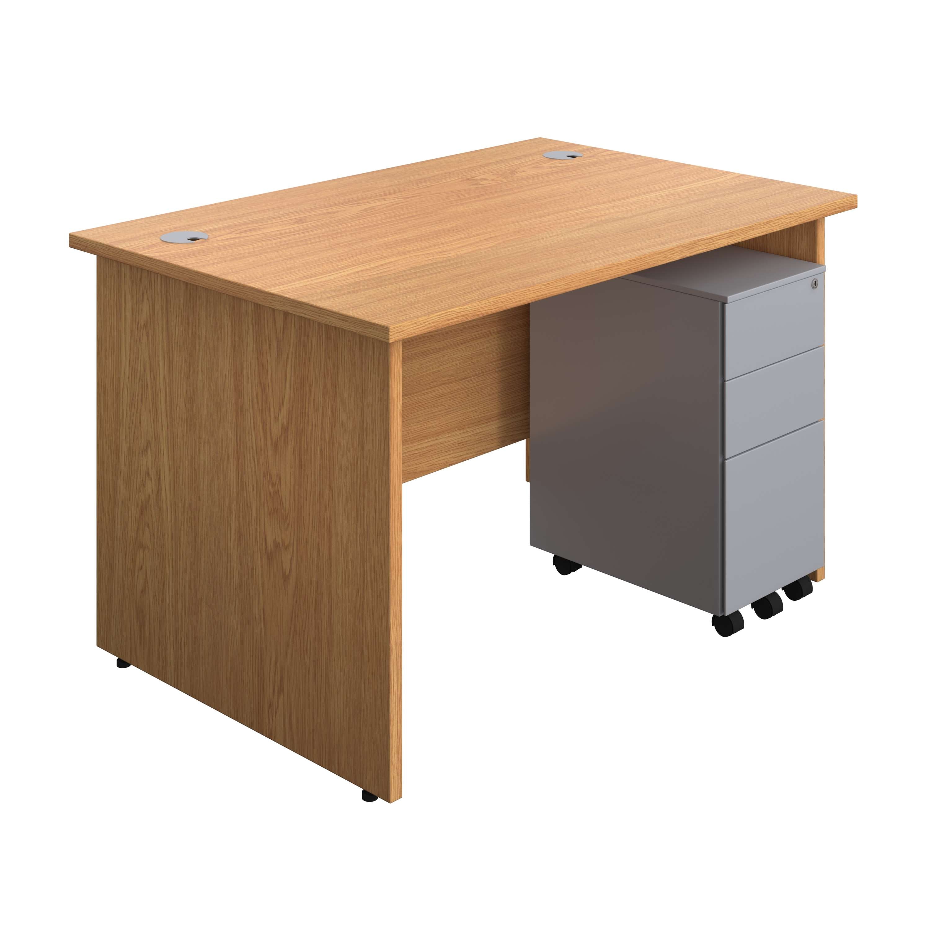 Panel Rectangular Desk + 3 Drawer Slimline Steel Pedestal Bundle (FSC) 800