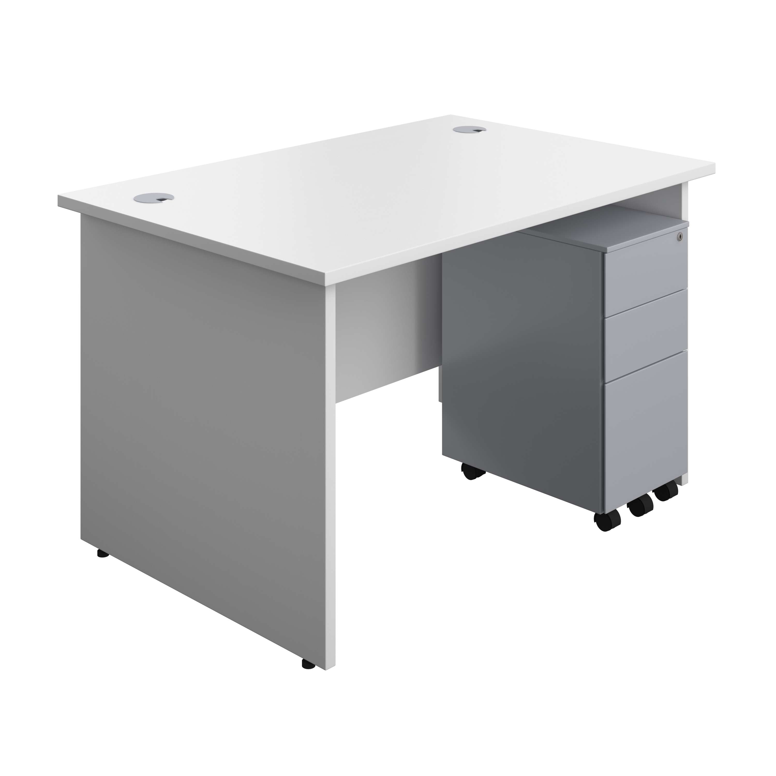 Panel Rectangular Desk + 3 Drawer Slimline Steel Pedestal Bundle (FSC) 800