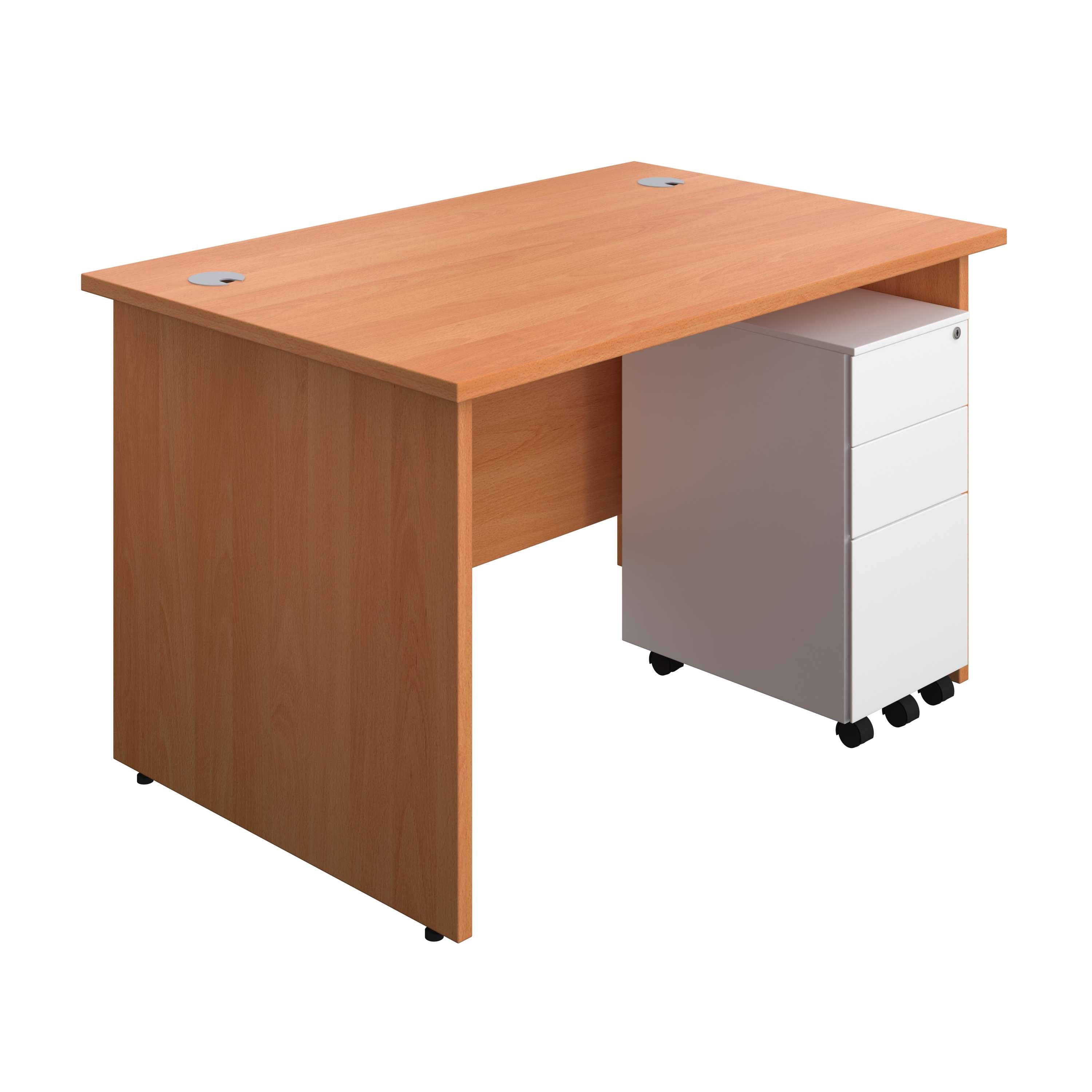 Panel Rectangular Desk + 3 Drawer Slimline Steel Pedestal Bundle (FSC) 800