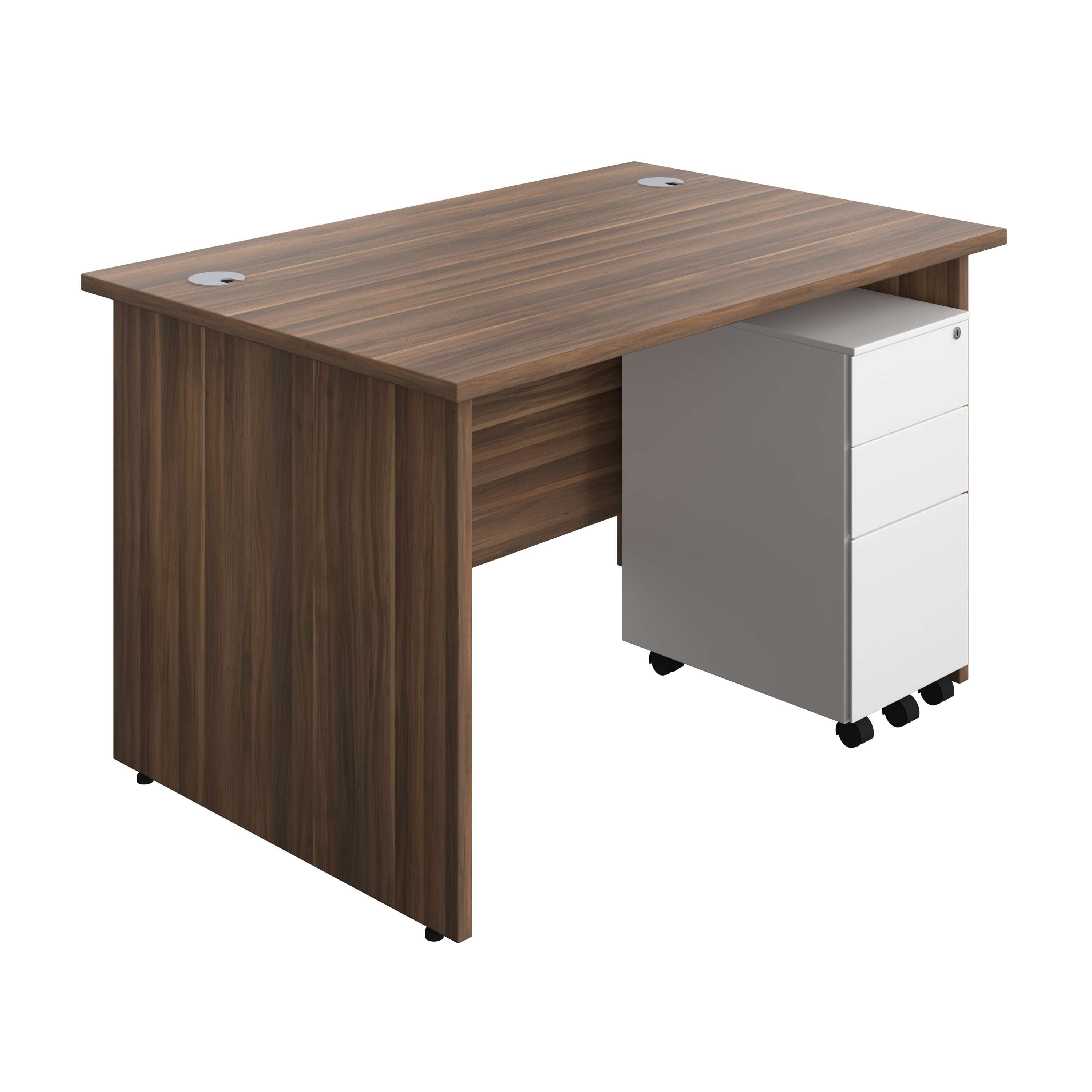 Panel Rectangular Desk + 3 Drawer Slimline Steel Pedestal Bundle (FSC) 800