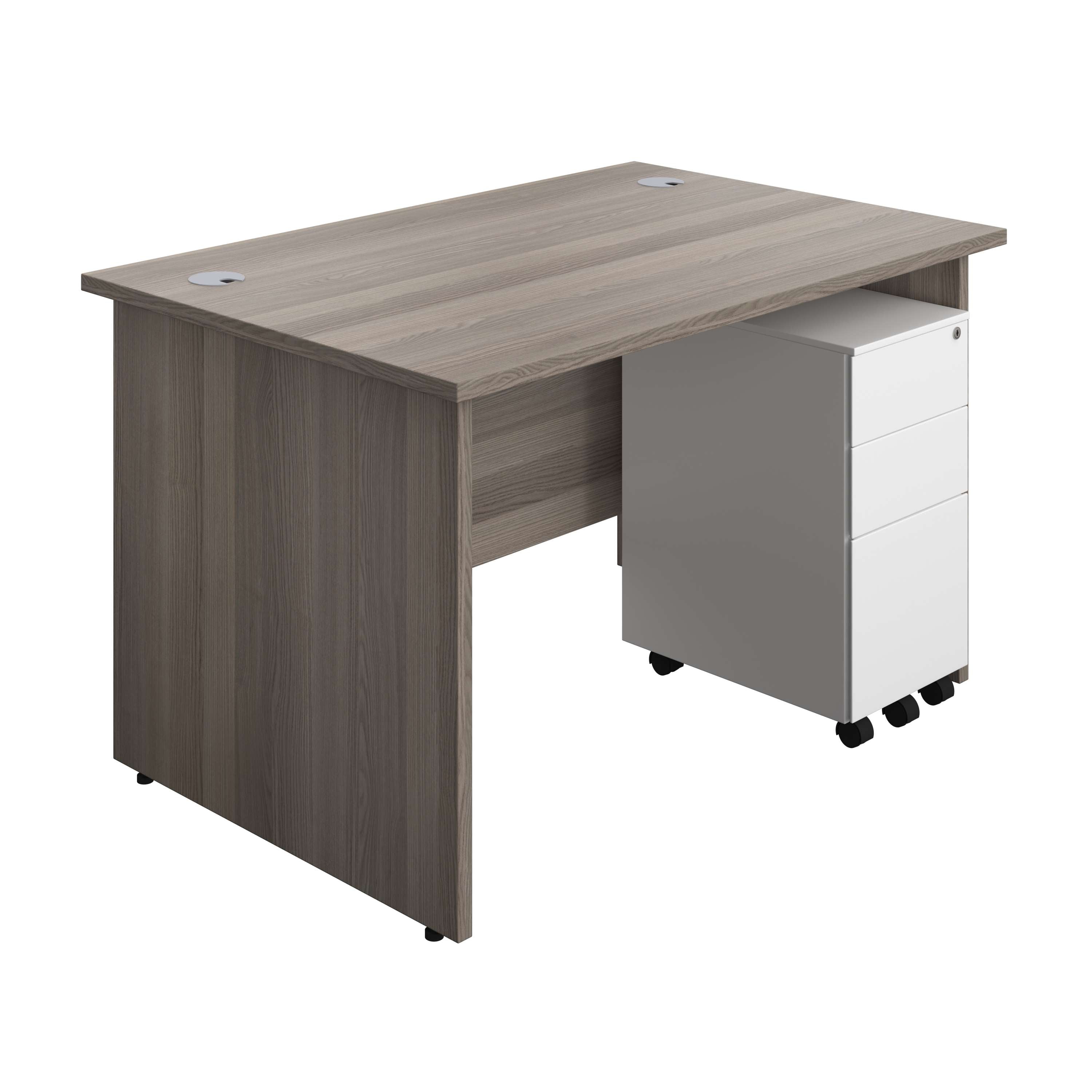 Panel Rectangular Desk + 3 Drawer Slimline Steel Pedestal Bundle (FSC) 800