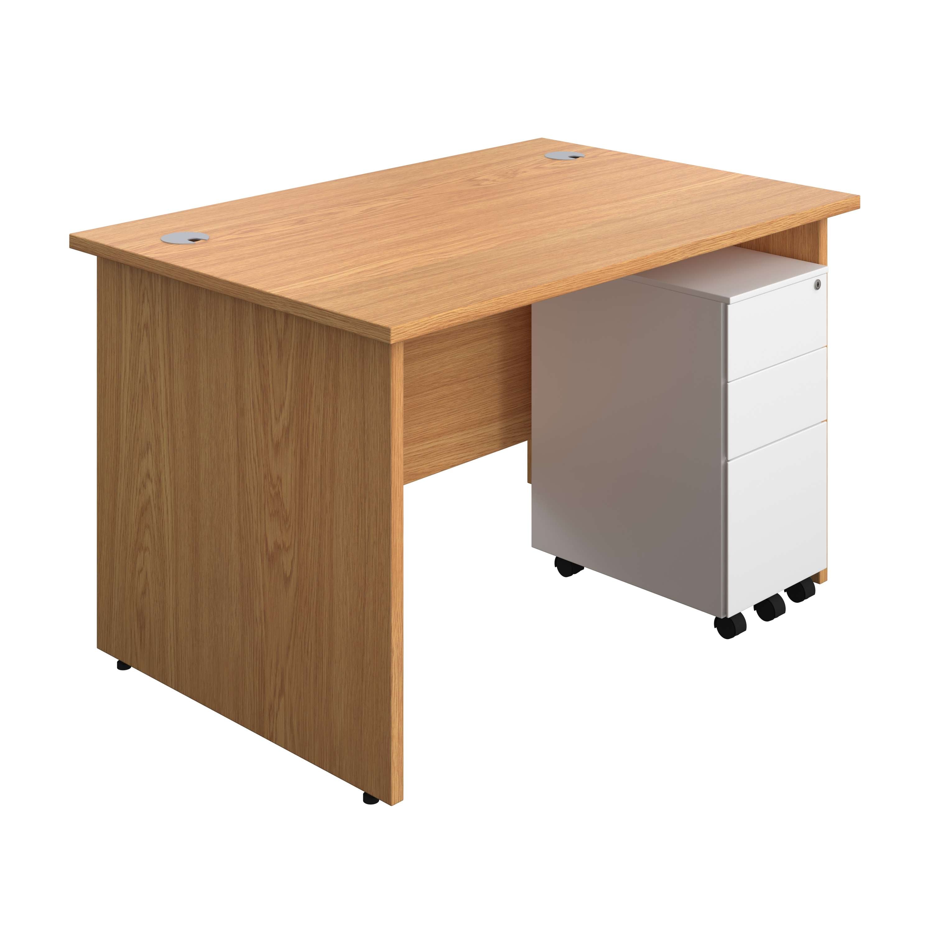 Panel Rectangular Desk + 3 Drawer Slimline Steel Pedestal Bundle (FSC) 800