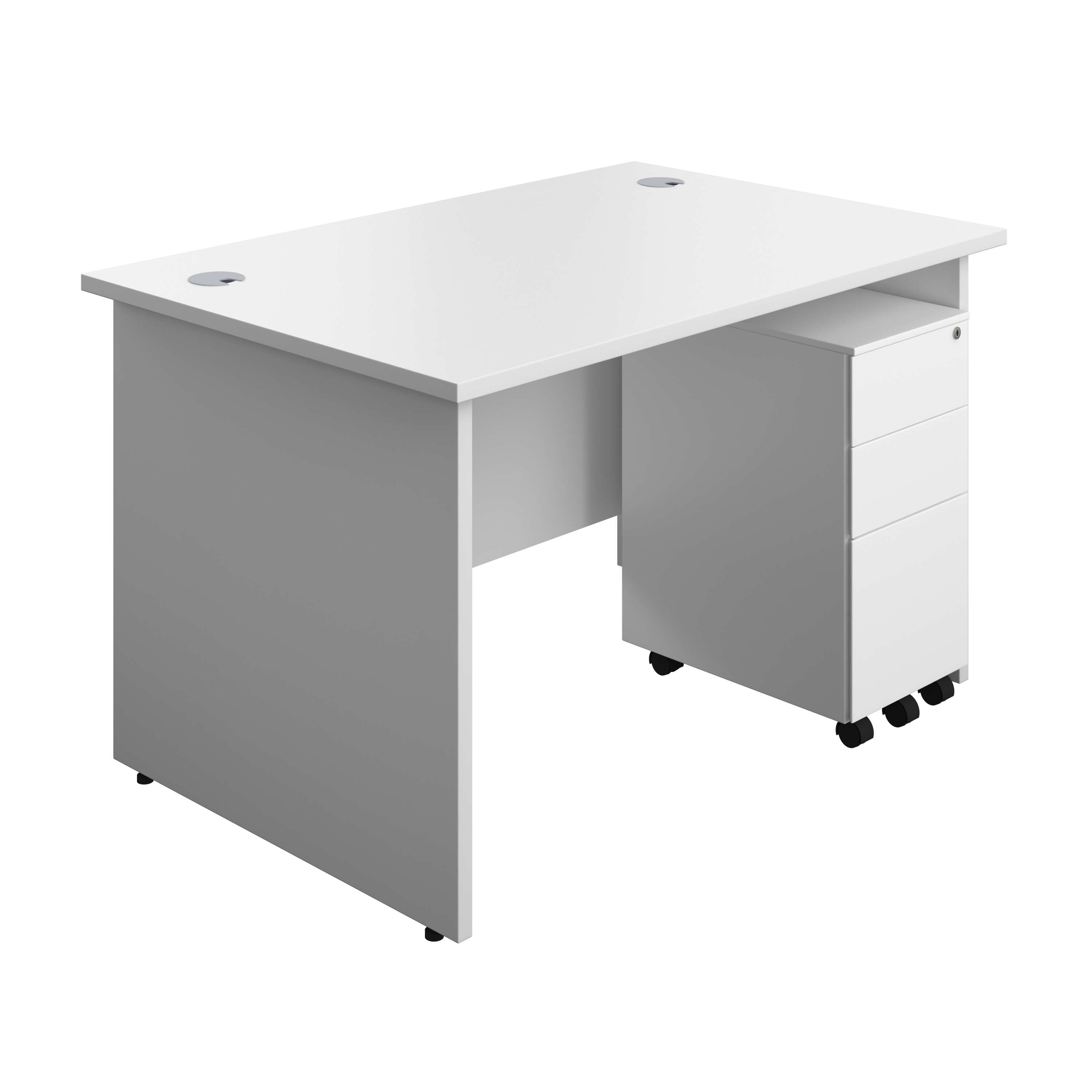 Panel Rectangular Desk + 3 Drawer Slimline Steel Pedestal Bundle (FSC) 800