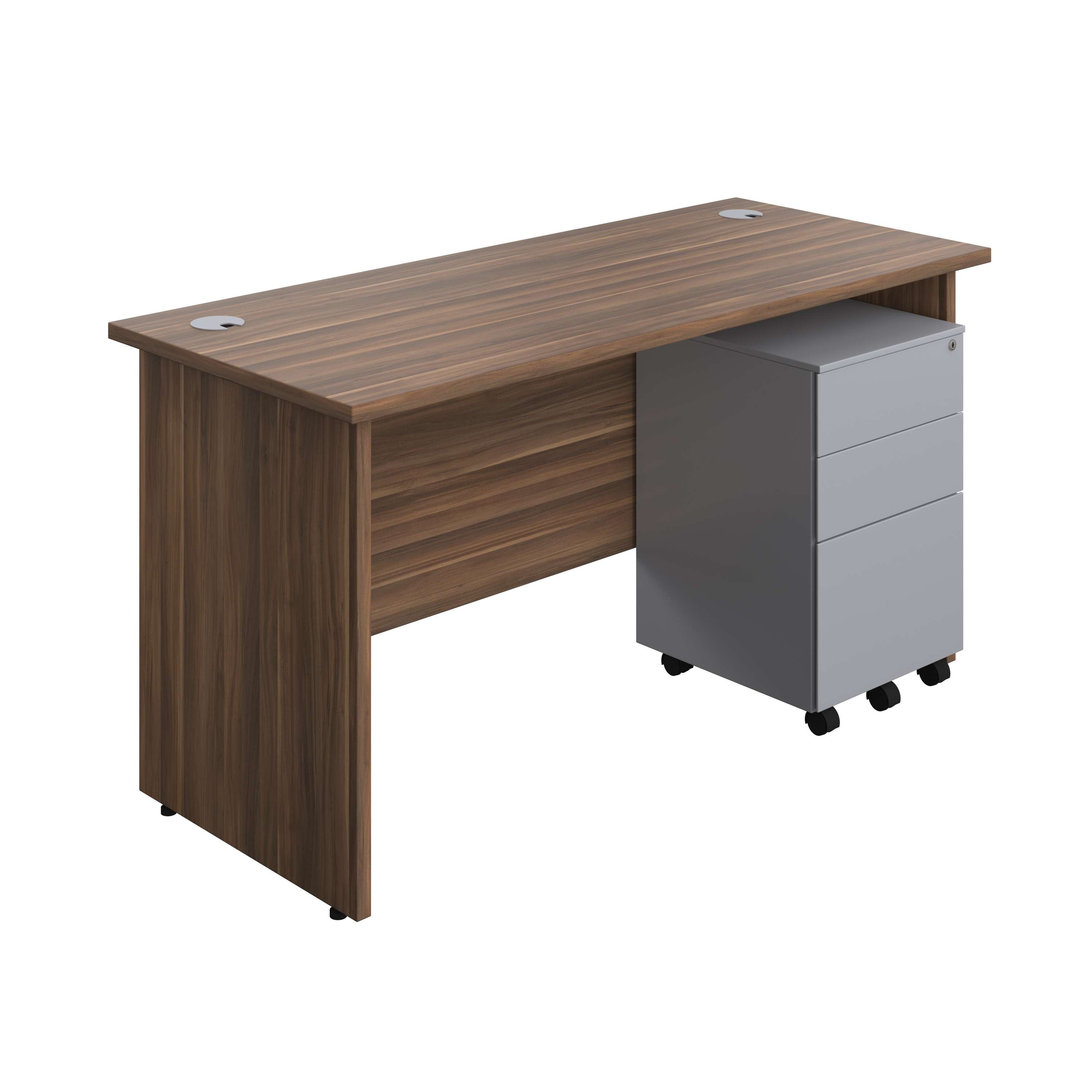 Panel Rectangular Desk + 3 Drawer Steel Pedestal Bundle (FSC) 600