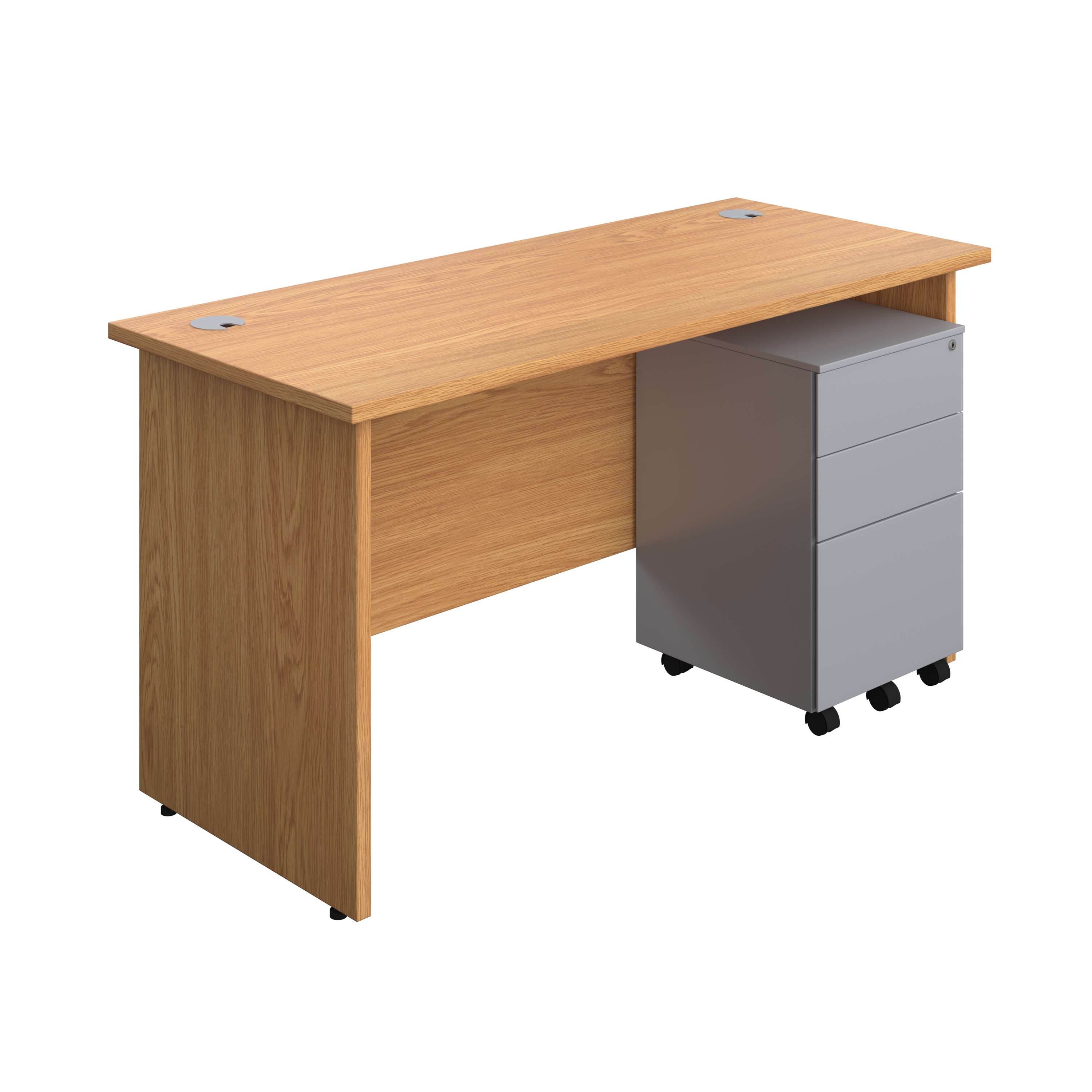 Panel Rectangular Desk + 3 Drawer Steel Pedestal Bundle (FSC) 600