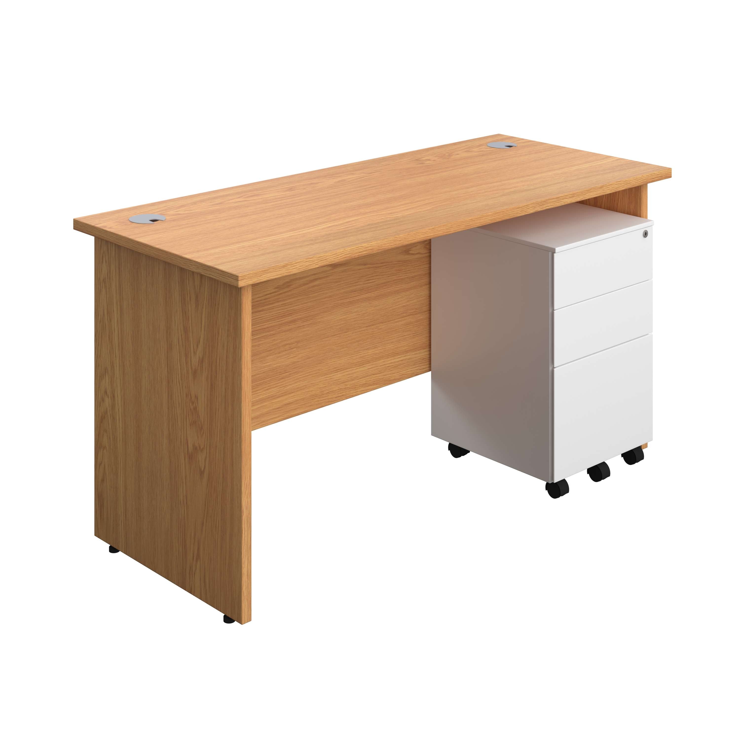 Panel Rectangular Desk + 3 Drawer Steel Pedestal Bundle (FSC) 600