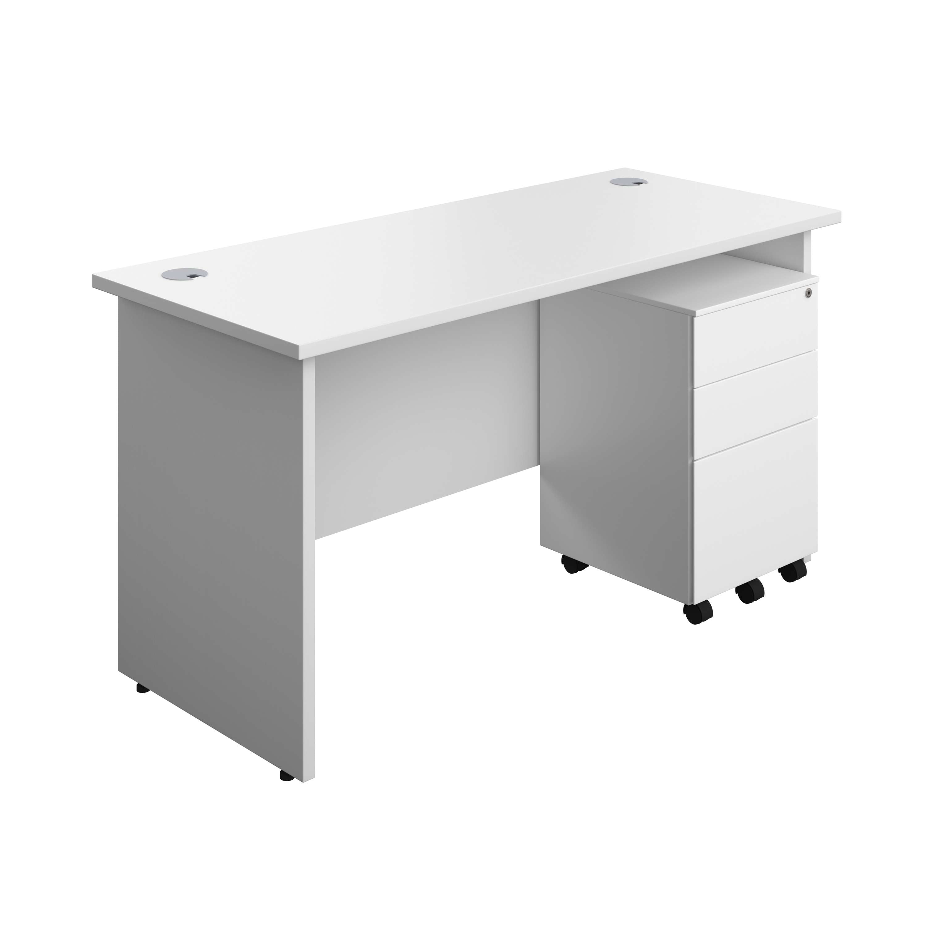 Panel Rectangular Desk + 3 Drawer Steel Pedestal Bundle (FSC) 600
