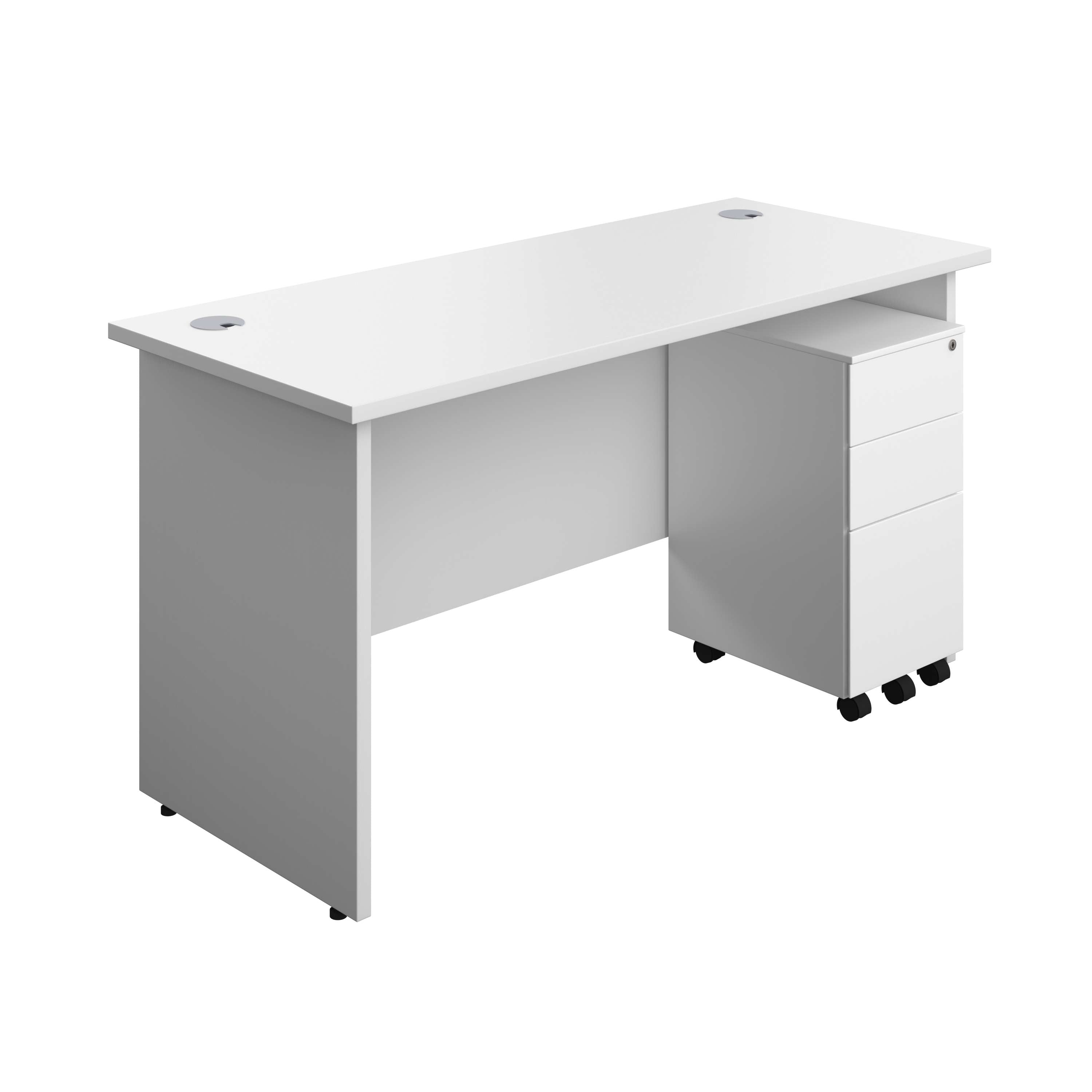 Panel Rectangular Desk + 3 Drawer Slimline Steel Pedestal Bundle (FSC) 600