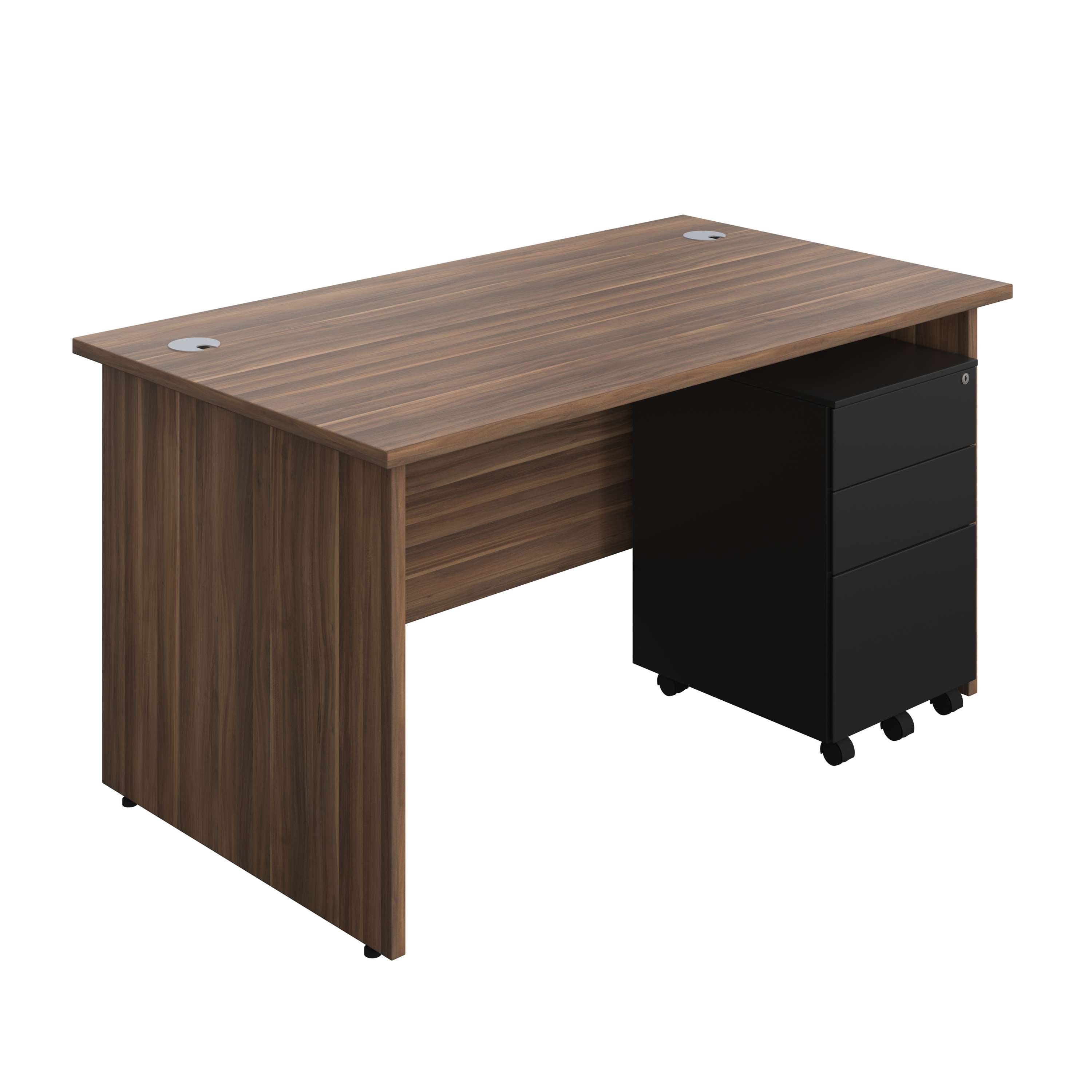 Panel Rectangular Desk + 3 Drawer Steel Pedestal Bundle (FSC) 800 1200