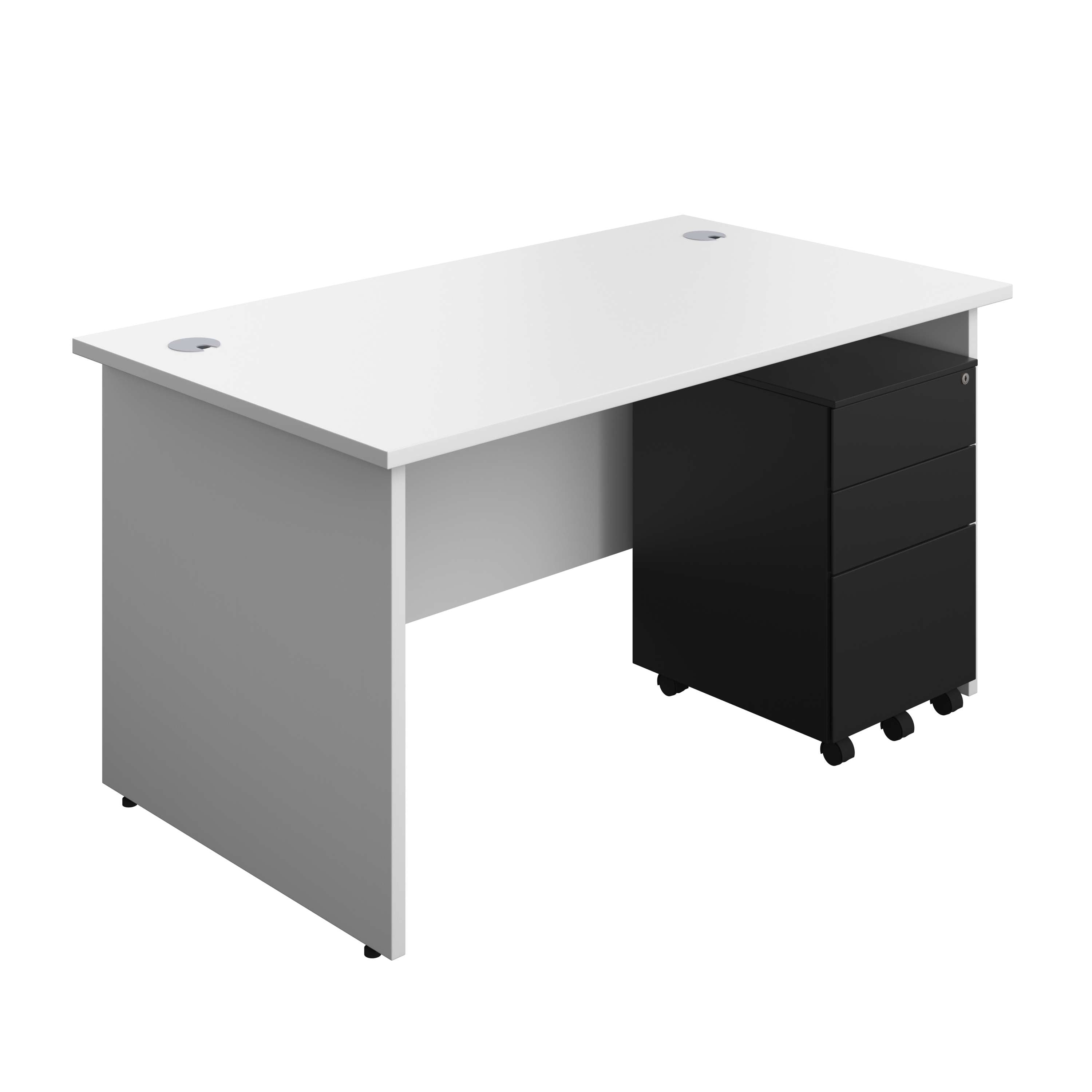 Panel Rectangular Desk + 3 Drawer Steel Pedestal Bundle (FSC) 800 1200