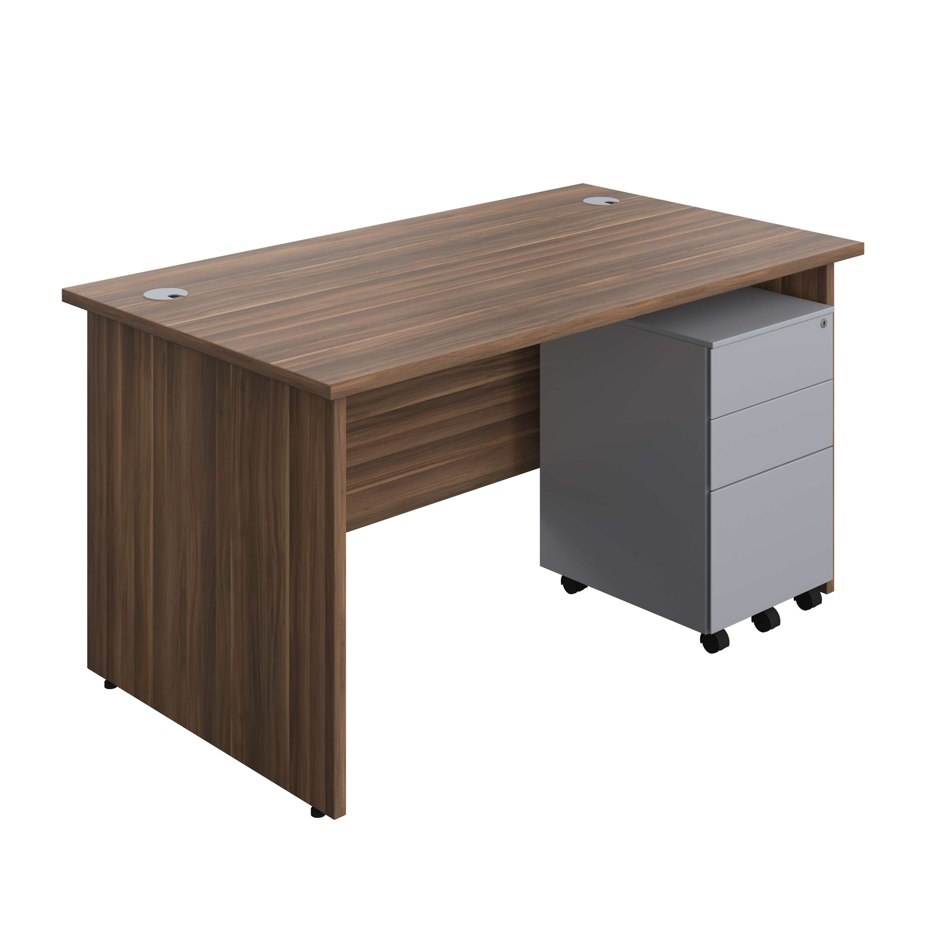 Panel Rectangular Desk + 3 Drawer Steel Pedestal Bundle (FSC) 800 1200