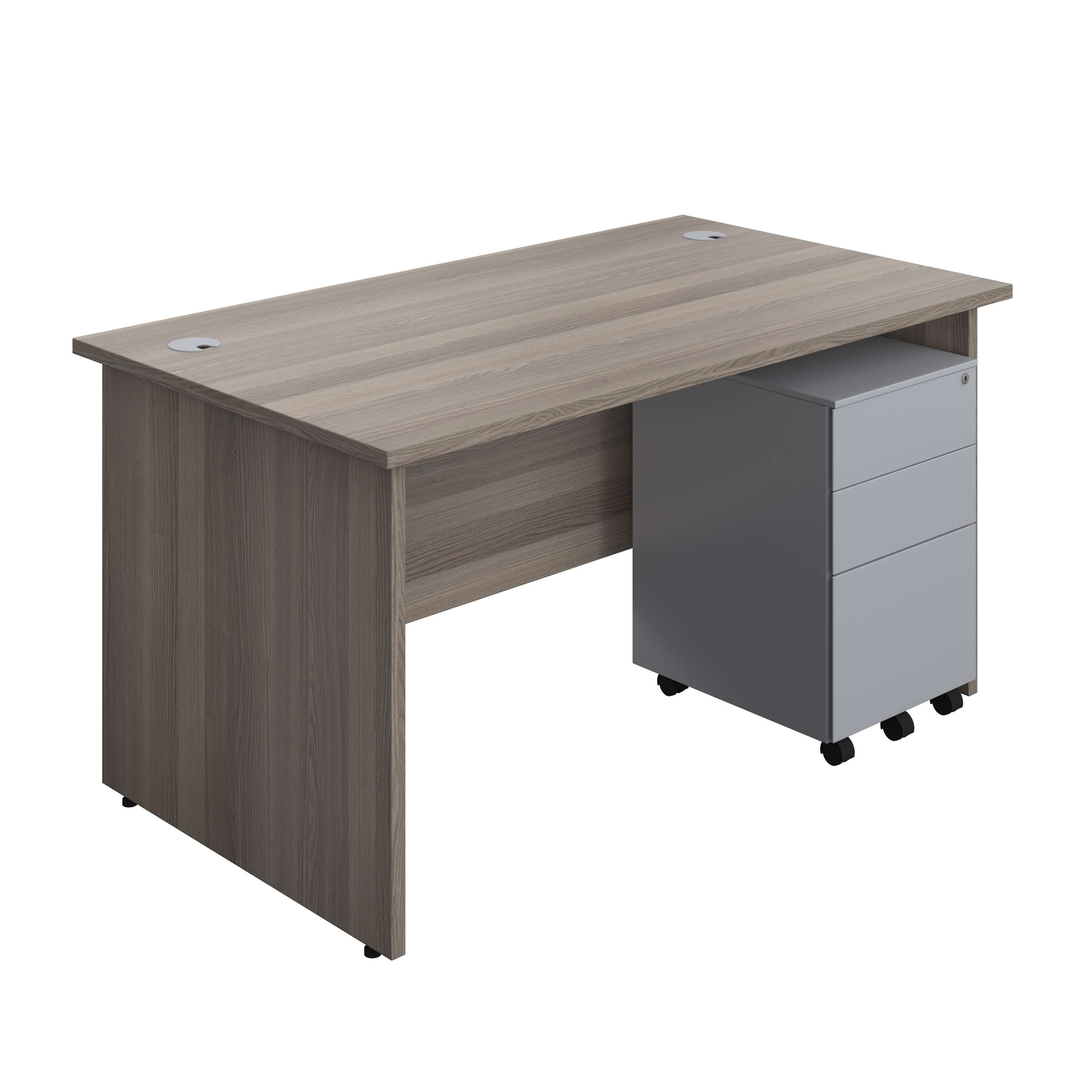 Panel Rectangular Desk + 3 Drawer Steel Pedestal Bundle (FSC) 800 1200