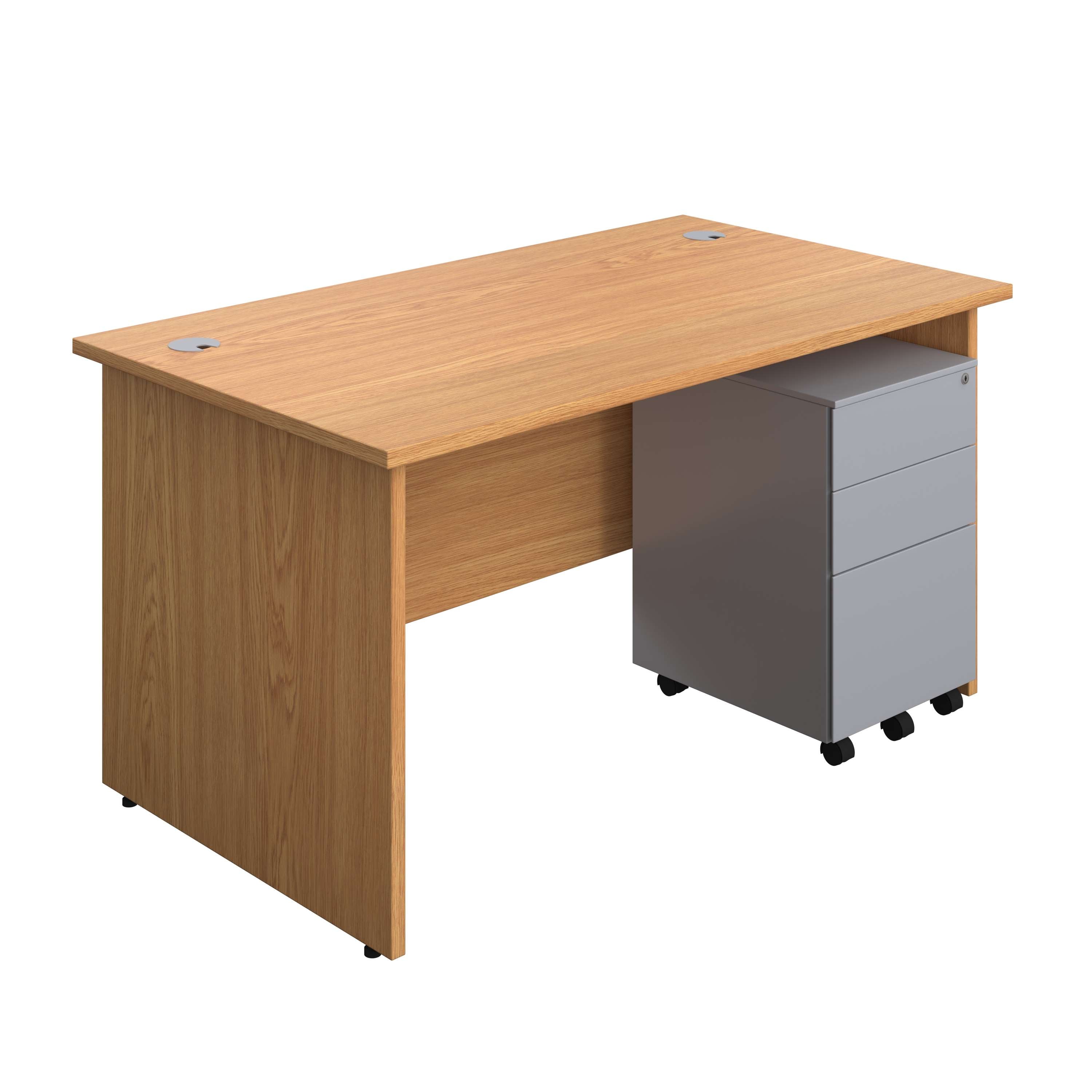 Panel Rectangular Desk + 3 Drawer Steel Pedestal Bundle (FSC) 800 1200
