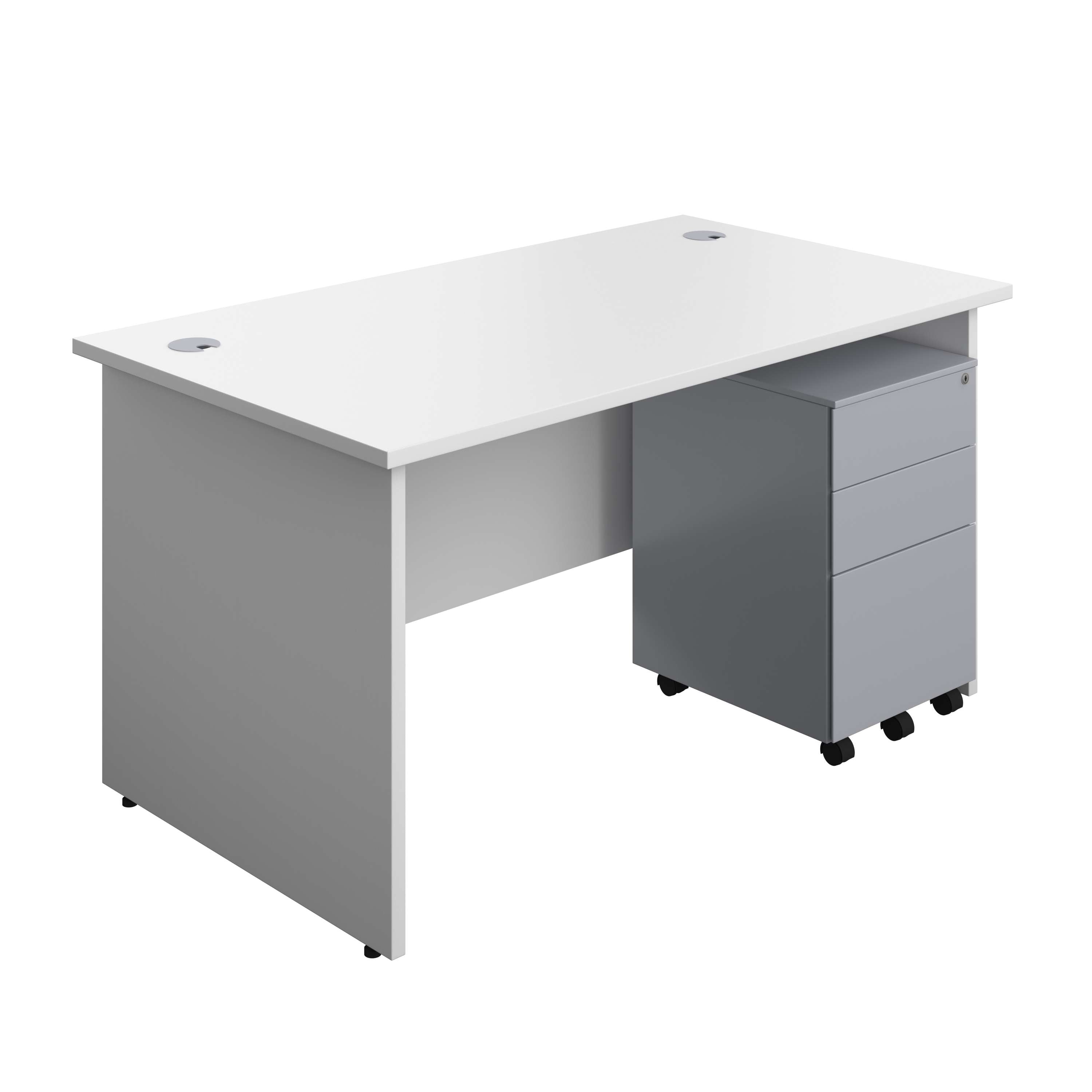 Panel Rectangular Desk + 3 Drawer Steel Pedestal Bundle (FSC) 800 1200