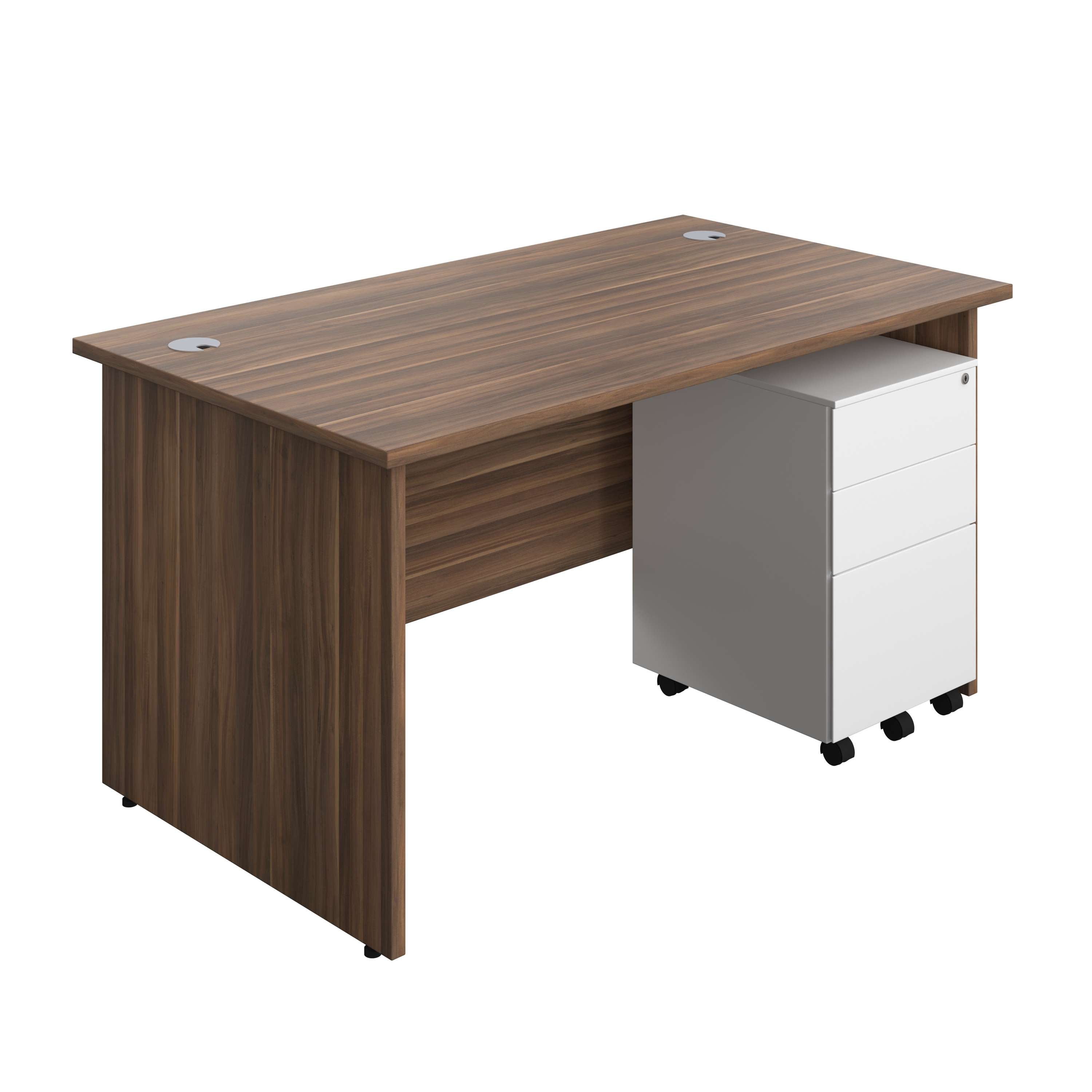 Panel Rectangular Desk + 3 Drawer Steel Pedestal Bundle (FSC) 800 1200