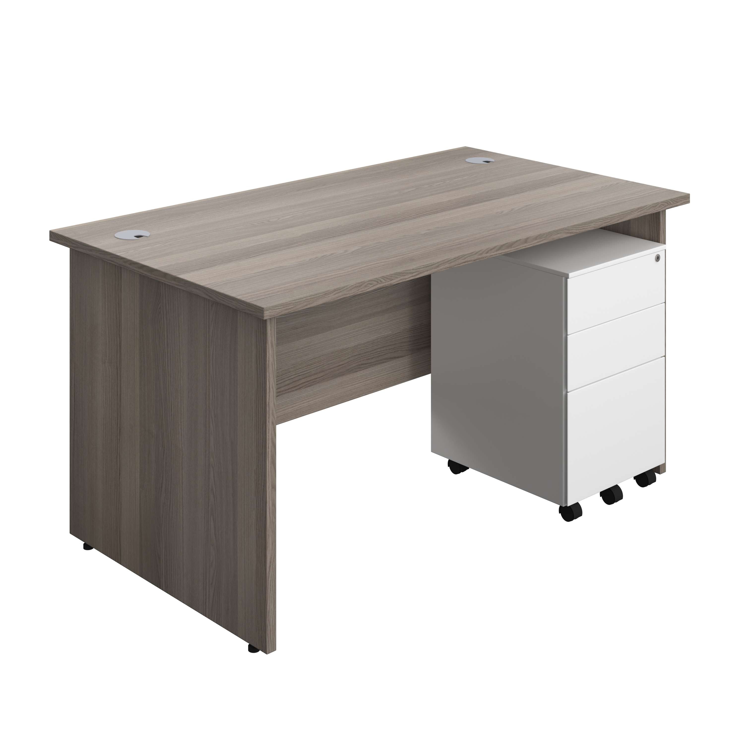 Panel Rectangular Desk + 3 Drawer Steel Pedestal Bundle (FSC) 800 1200