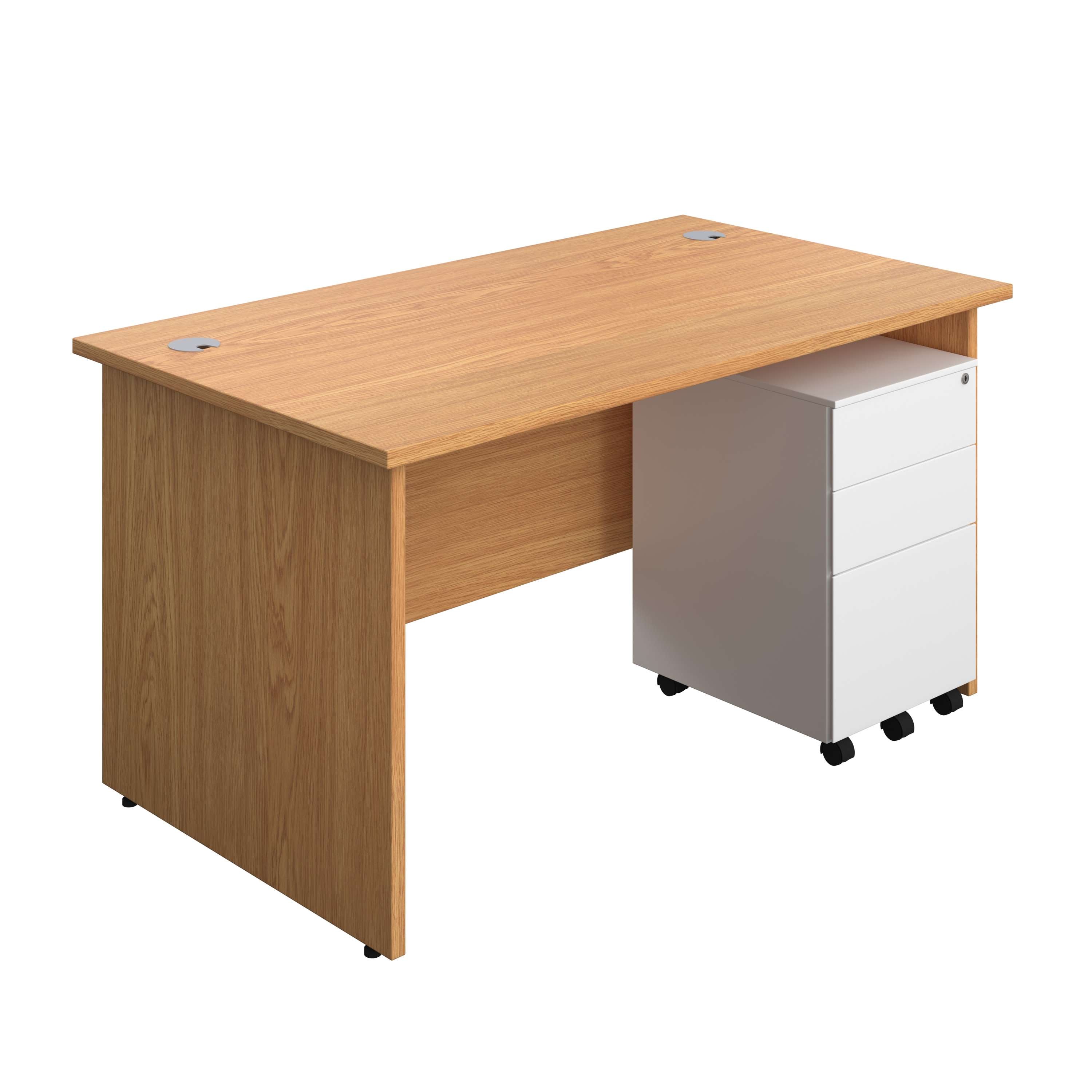 Panel Rectangular Desk + 3 Drawer Steel Pedestal Bundle (FSC) 800 1200