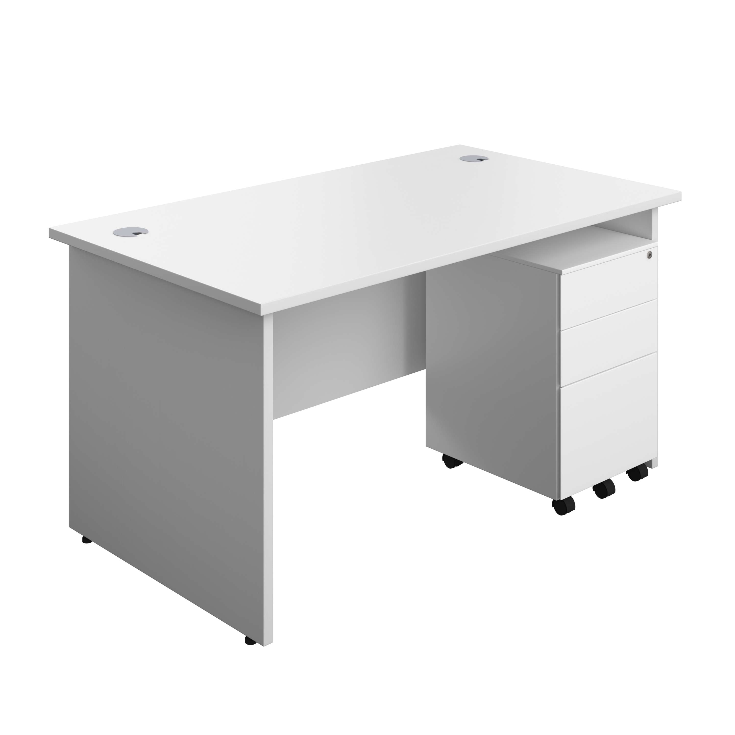 Panel Rectangular Desk + 3 Drawer Steel Pedestal Bundle (FSC) 800 1200