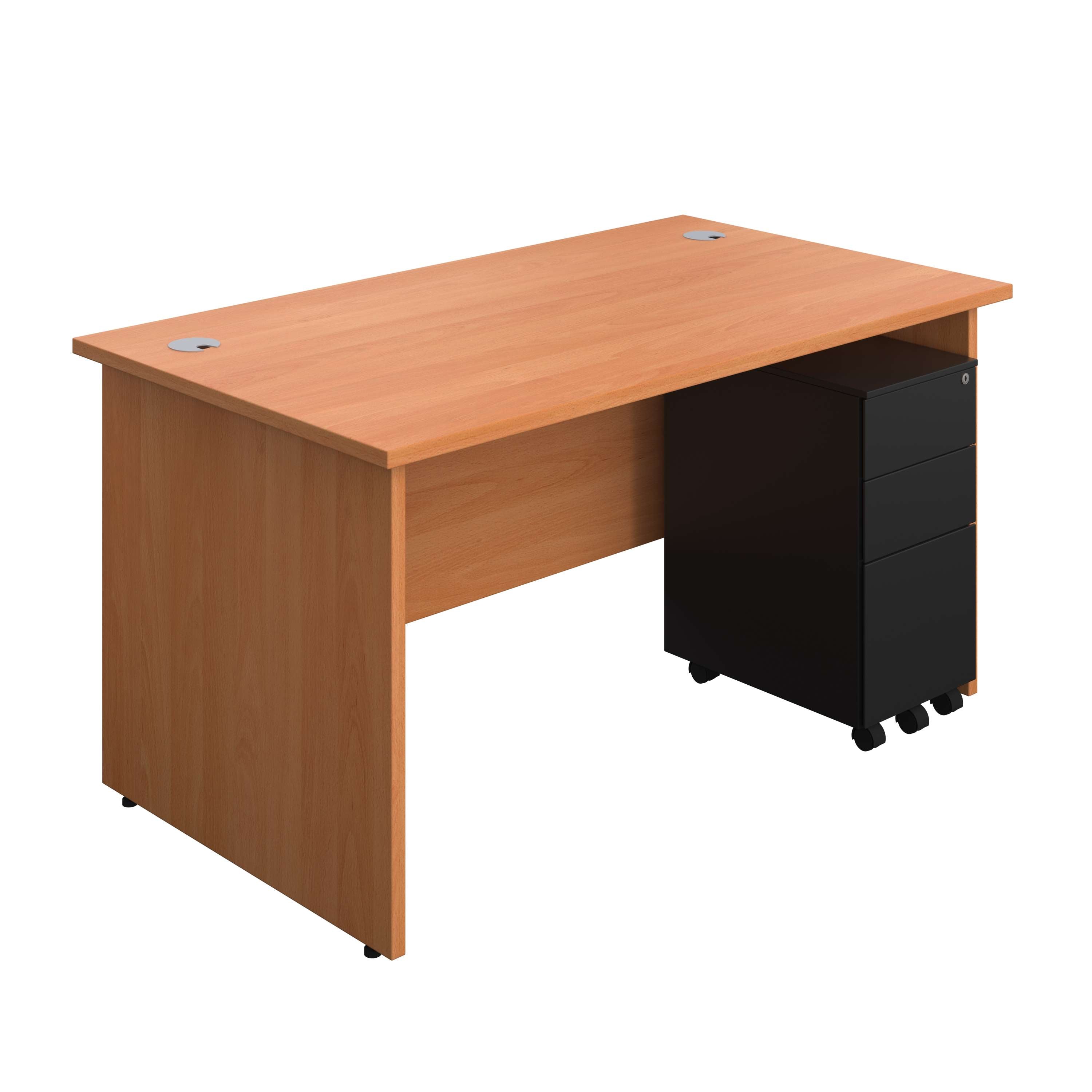 Panel Rectangular Desk + 3 Drawer Slimline Steel Pedestal Bundle (FSC) 800