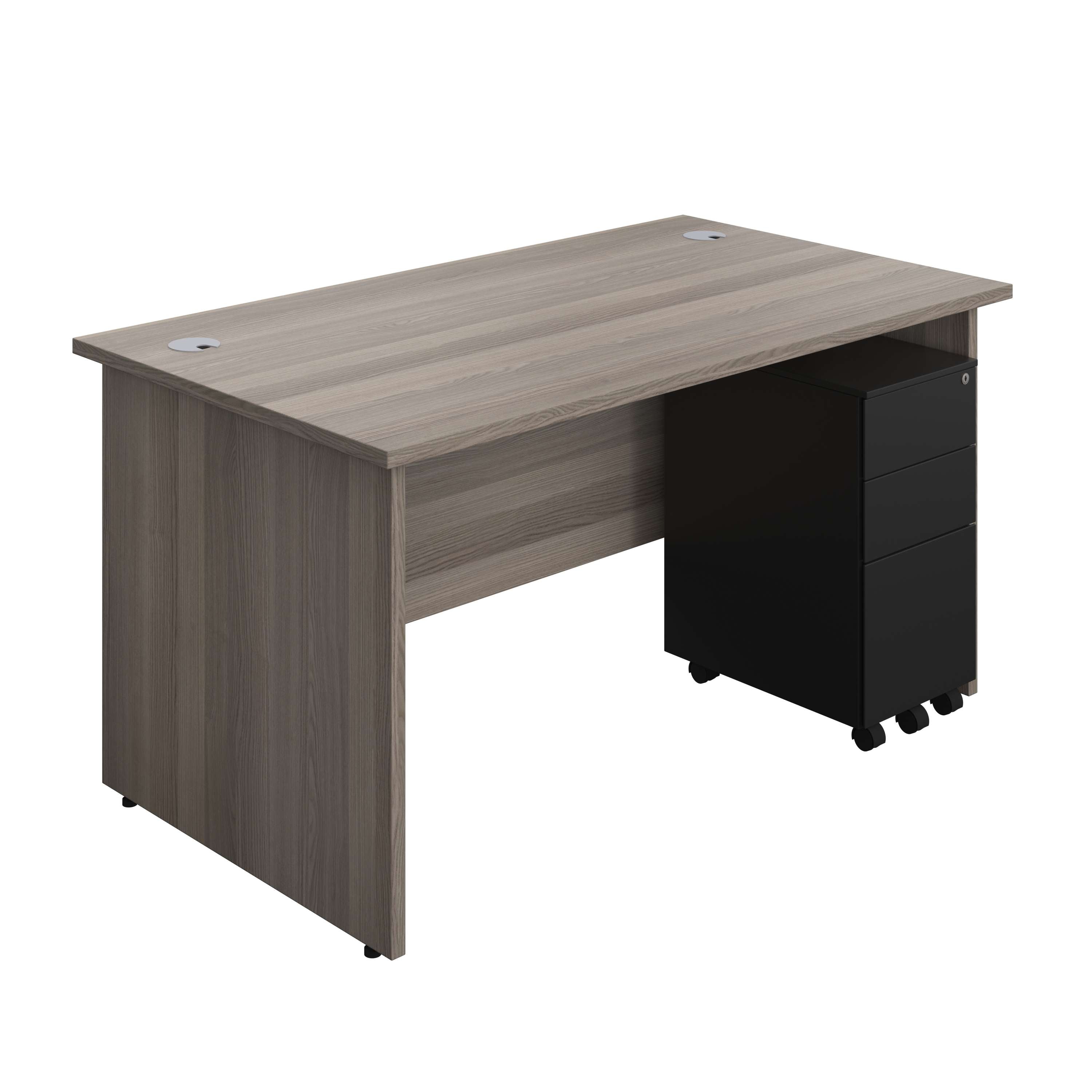 Panel Rectangular Desk + 3 Drawer Slimline Steel Pedestal Bundle (FSC) 800