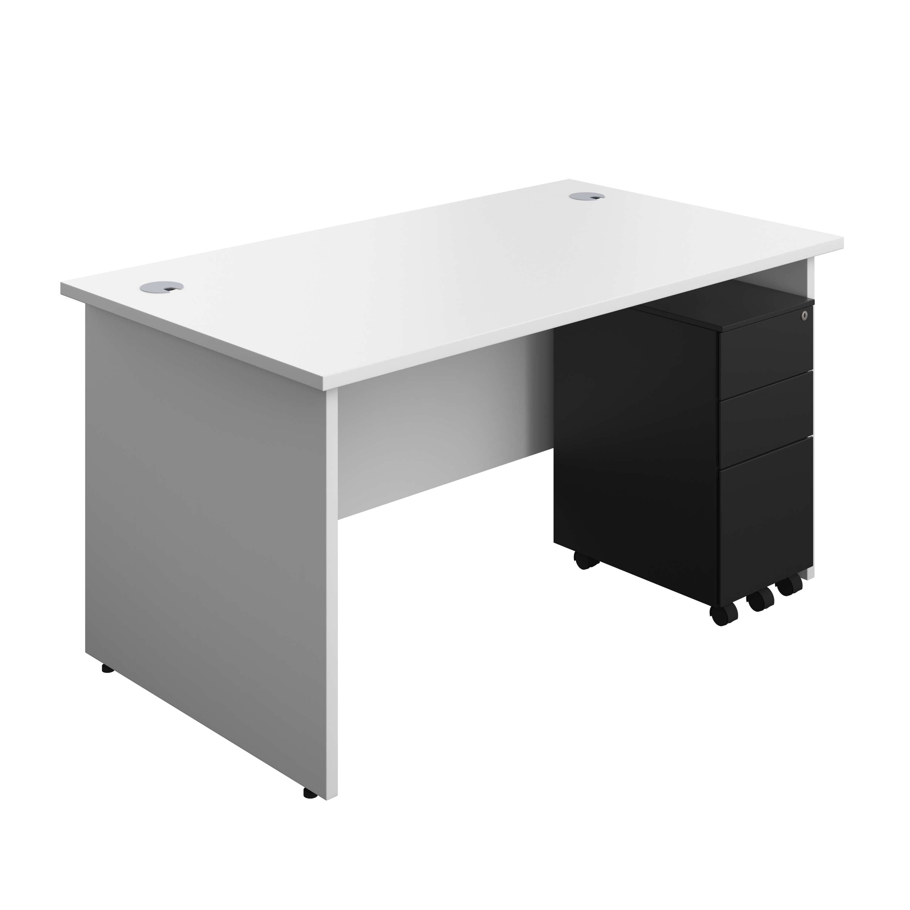 Panel Rectangular Desk + 3 Drawer Slimline Steel Pedestal Bundle (FSC) 800