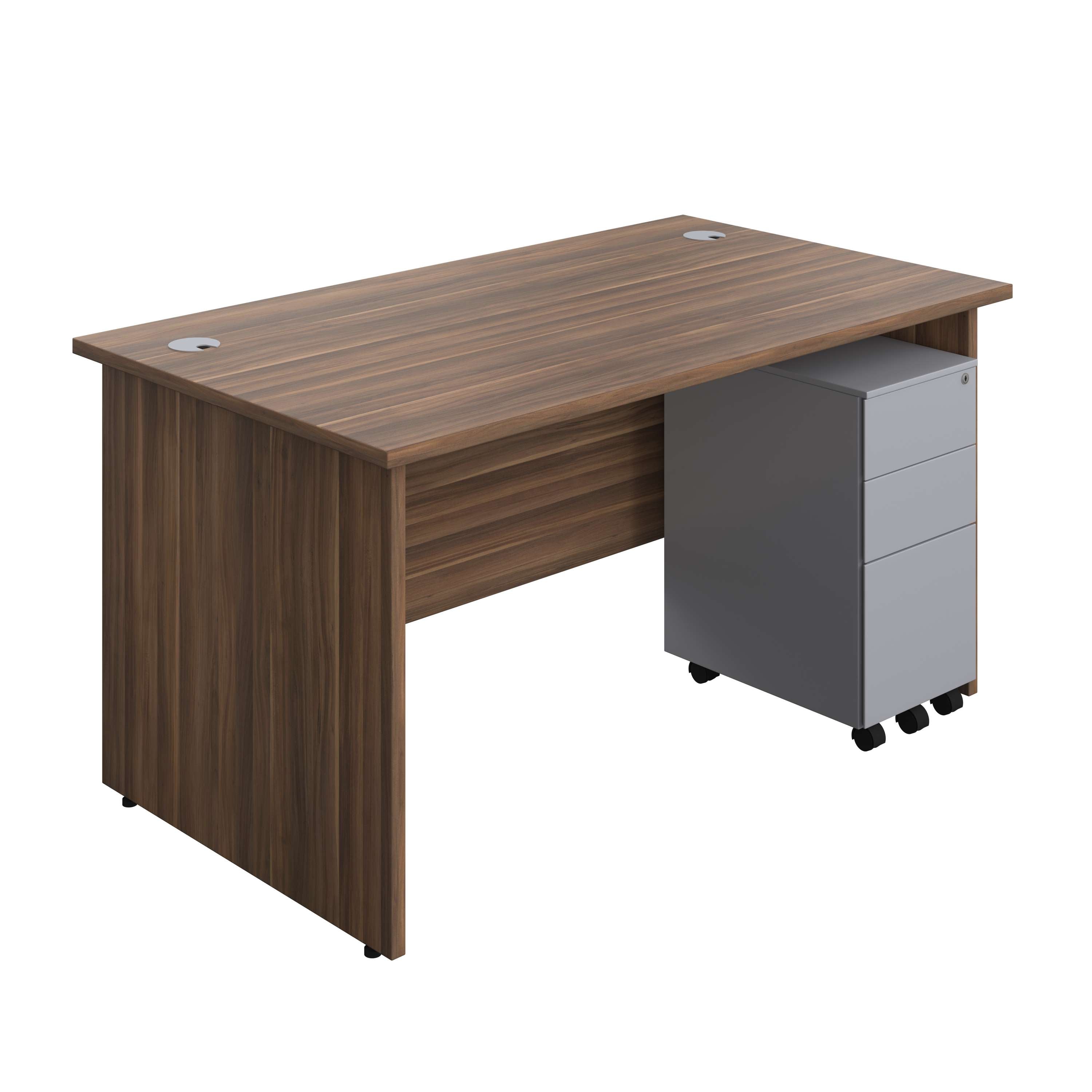 Panel Rectangular Desk + 3 Drawer Slimline Steel Pedestal Bundle (FSC) 800