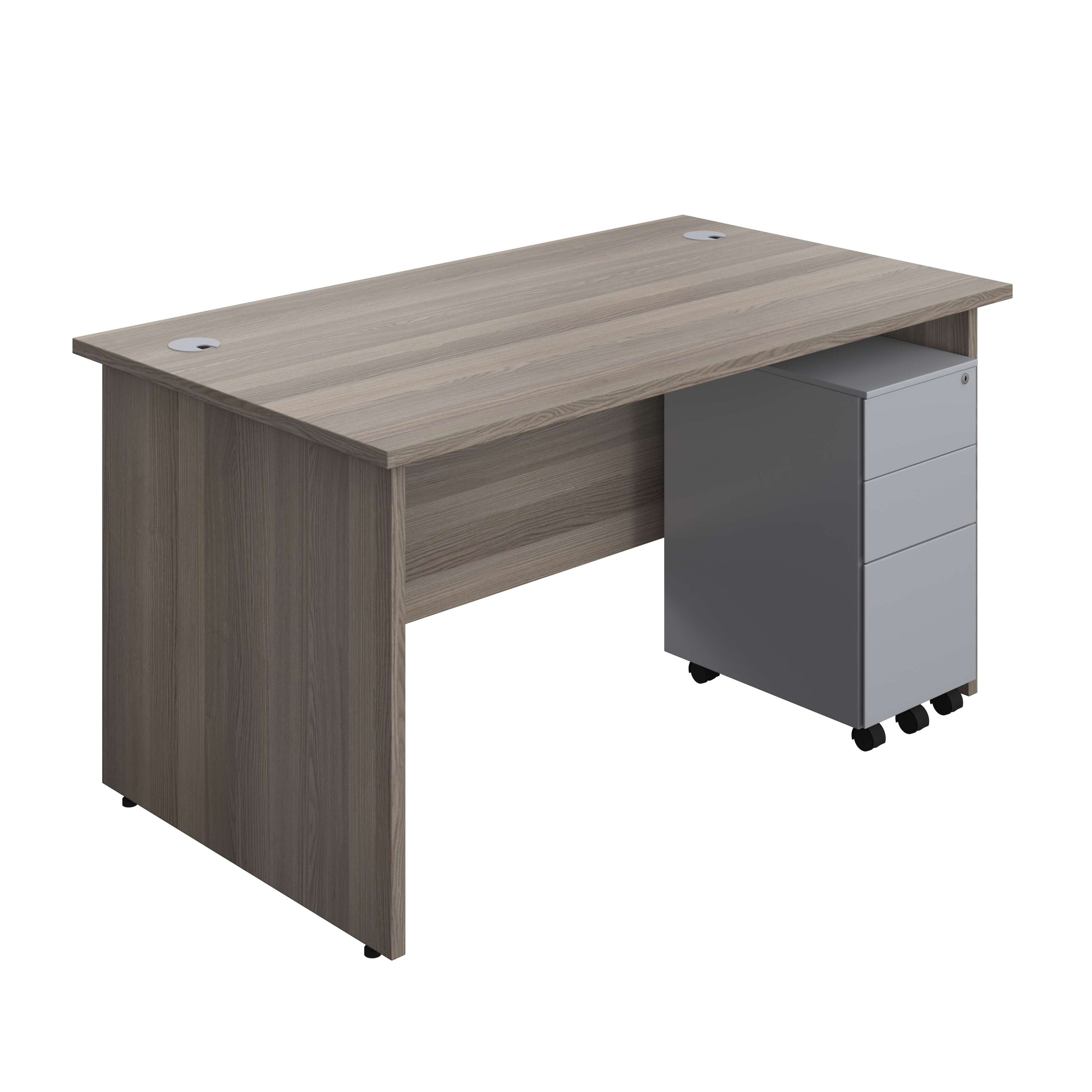 Panel Rectangular Desk + 3 Drawer Slimline Steel Pedestal Bundle (FSC) 800