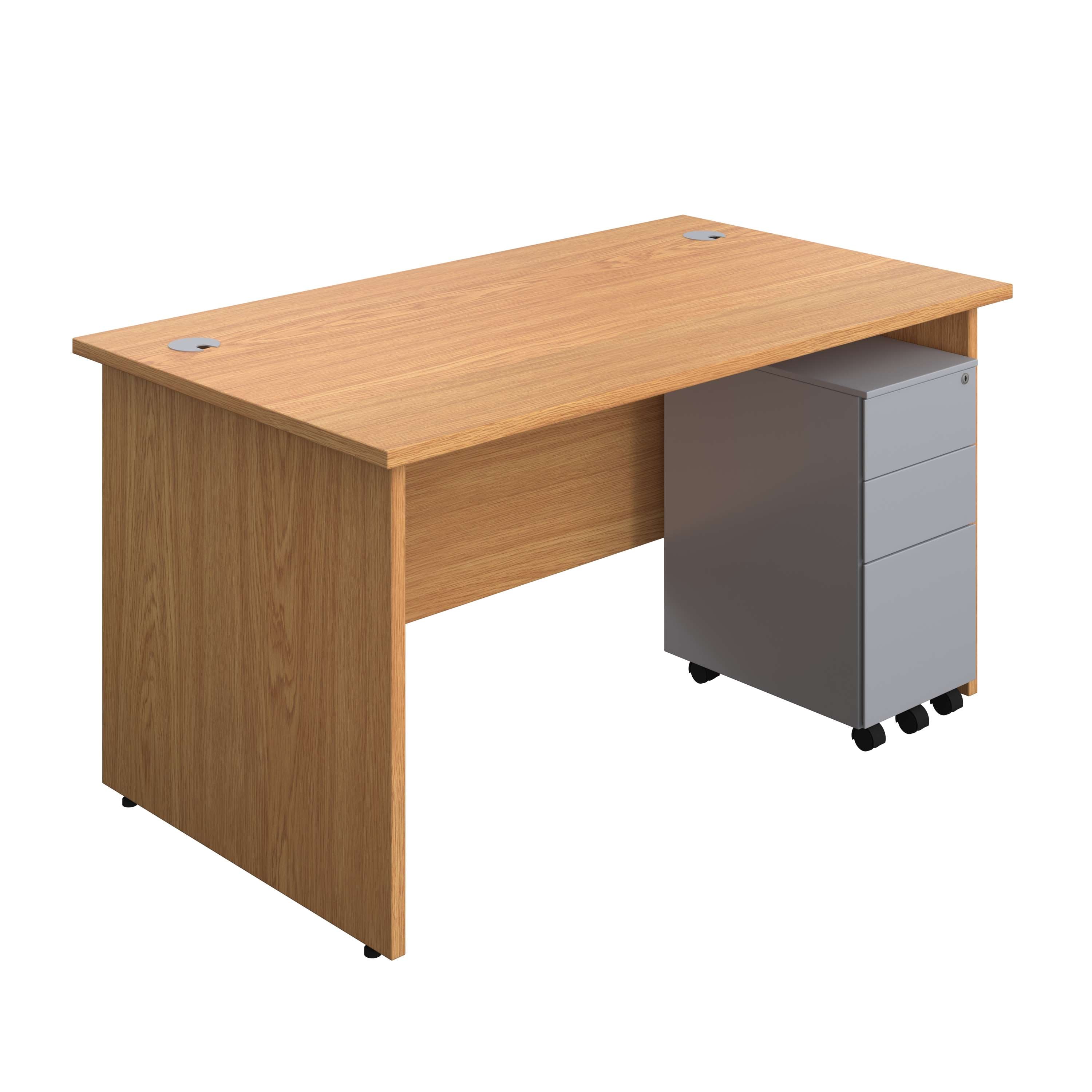Panel Rectangular Desk + 3 Drawer Slimline Steel Pedestal Bundle (FSC) 800