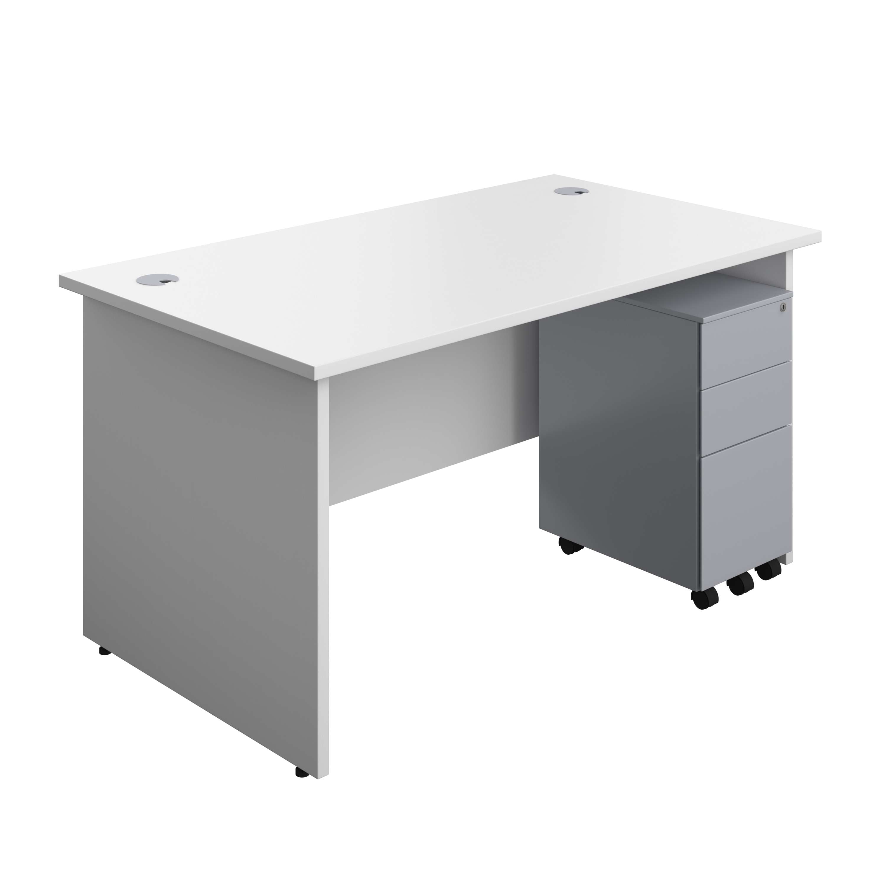 Panel Rectangular Desk + 3 Drawer Slimline Steel Pedestal Bundle (FSC) 800