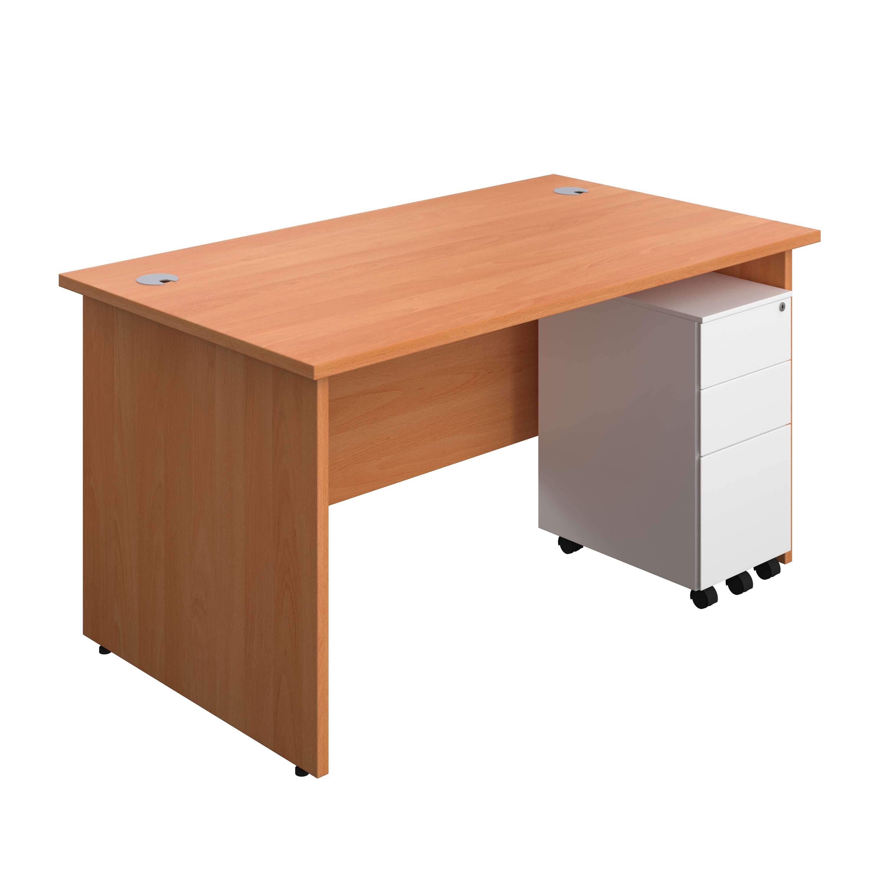 Panel Rectangular Desk + 3 Drawer Slimline Steel Pedestal Bundle (FSC) 800