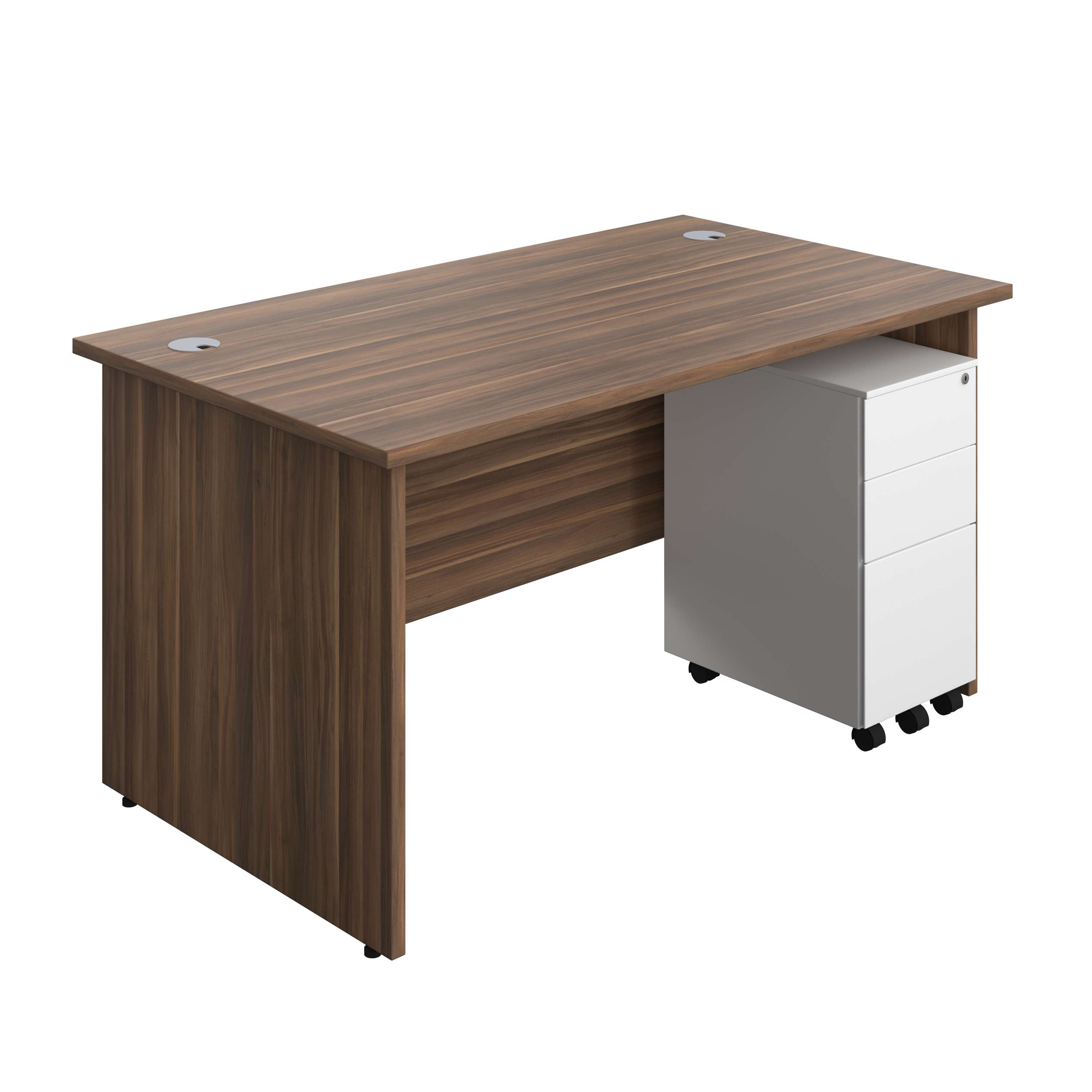 Panel Rectangular Desk + 3 Drawer Slimline Steel Pedestal Bundle (FSC) 800