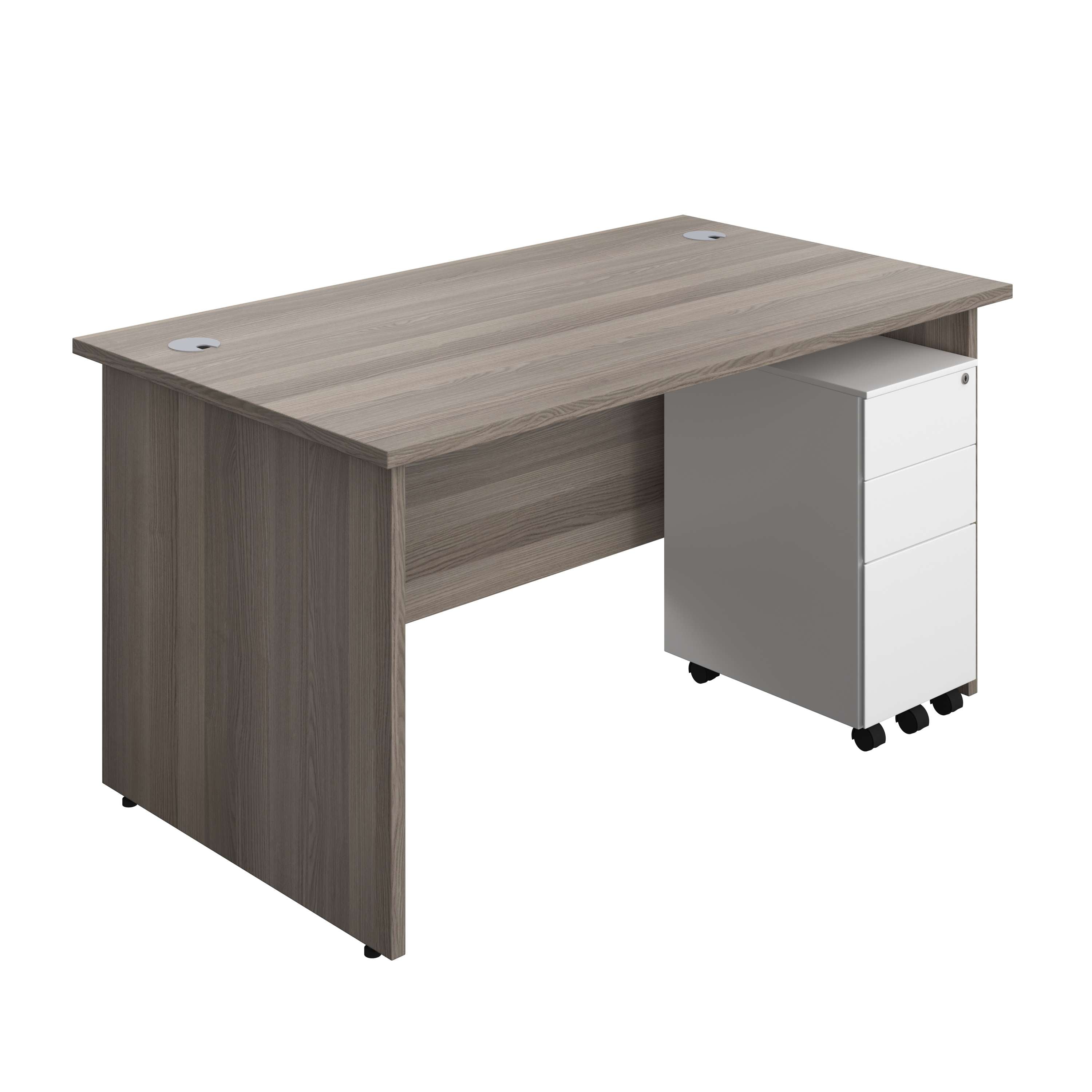 Panel Rectangular Desk + 3 Drawer Slimline Steel Pedestal Bundle (FSC) 800
