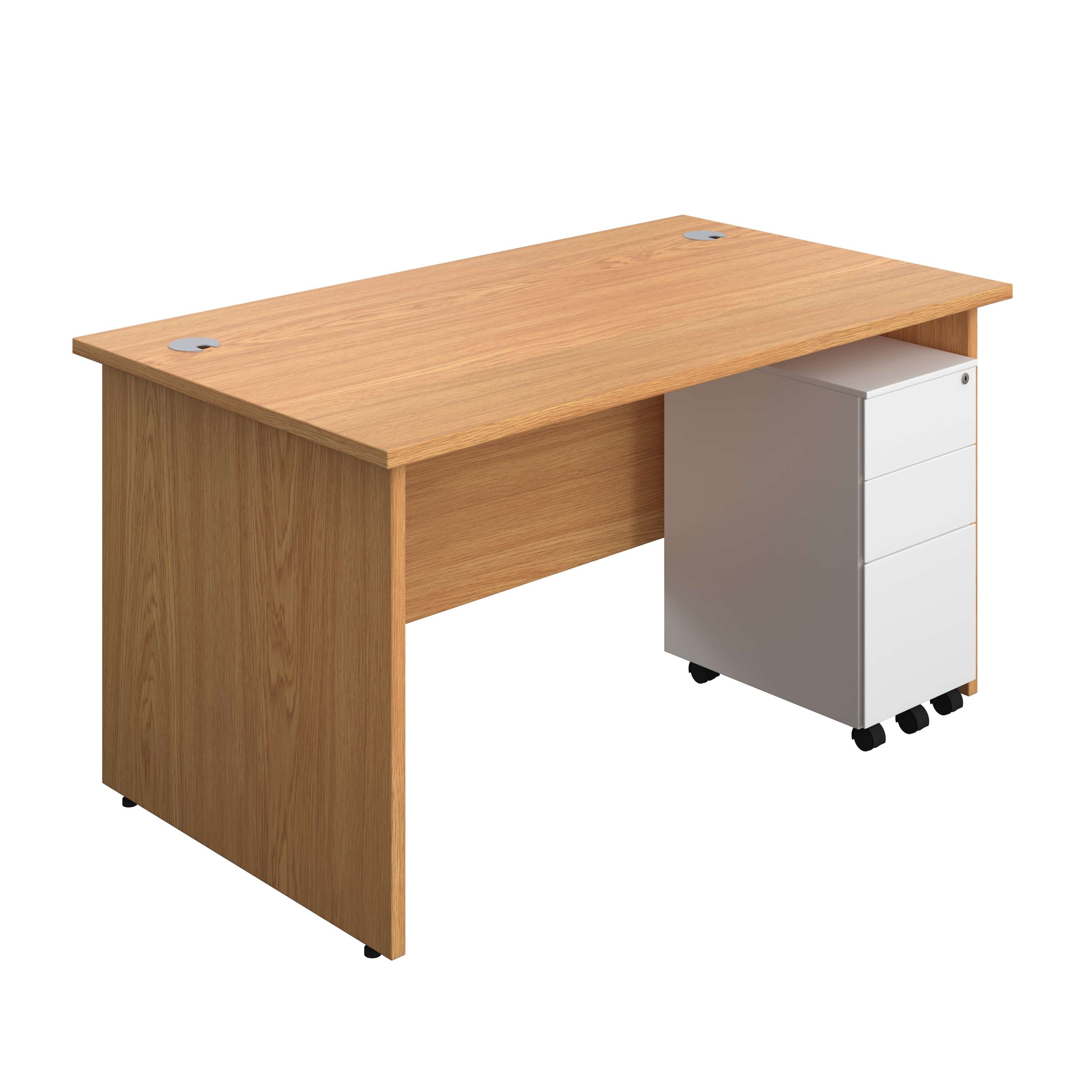 Panel Rectangular Desk + 3 Drawer Slimline Steel Pedestal Bundle (FSC) 800